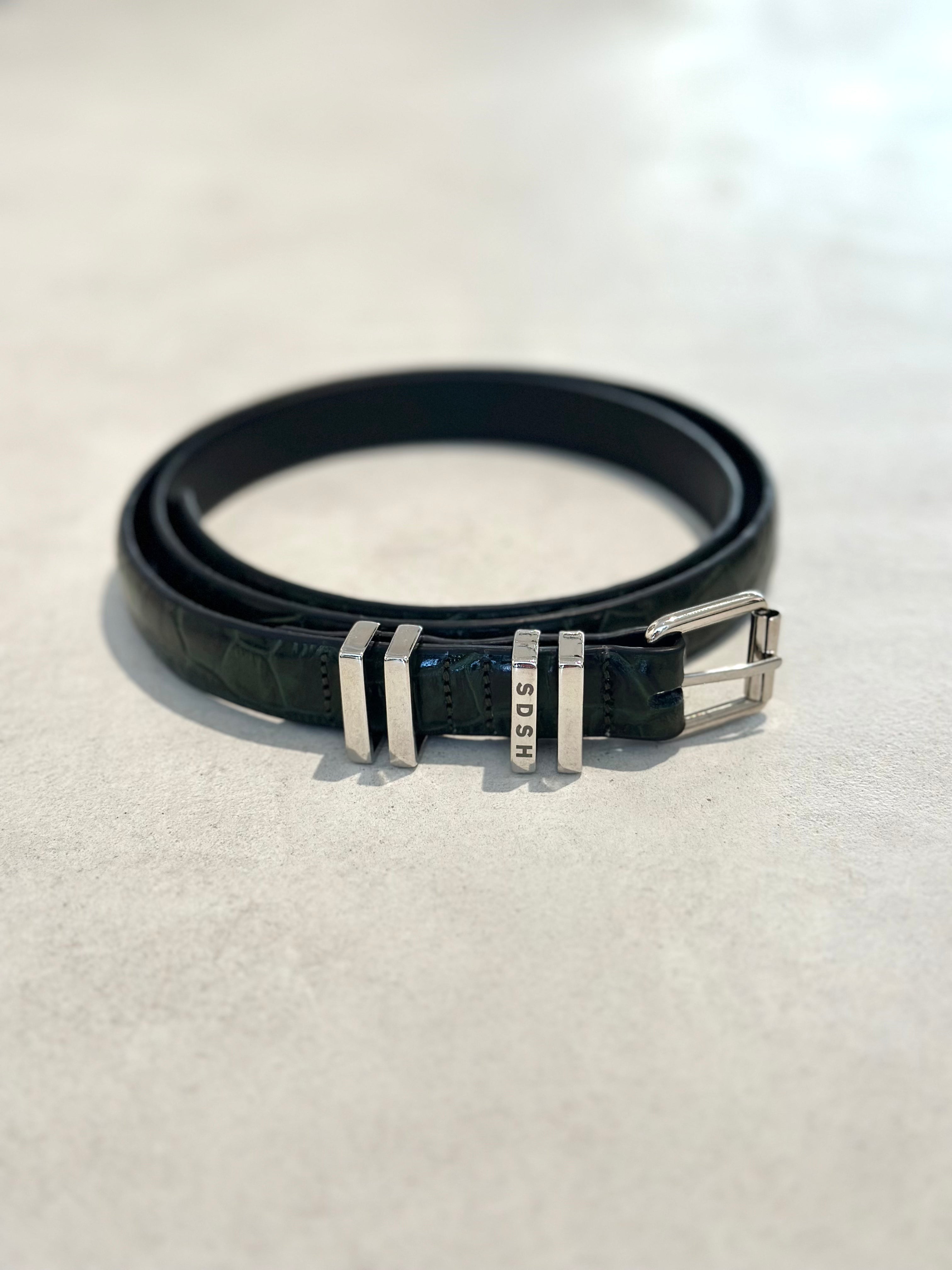SYLVIE BELT - Forest Green Croco