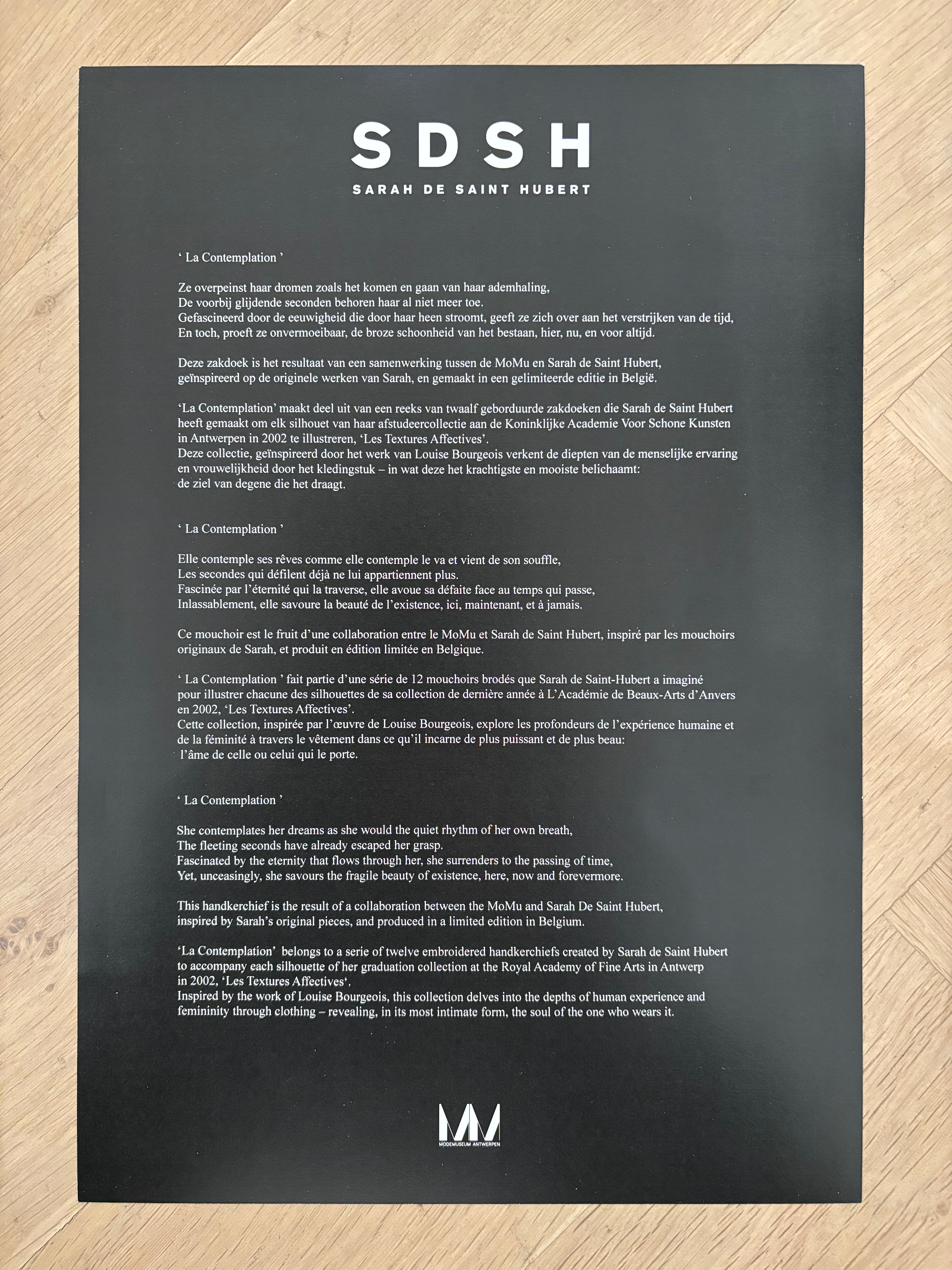 LA CONTEMPLATION - embroidered handkerchief