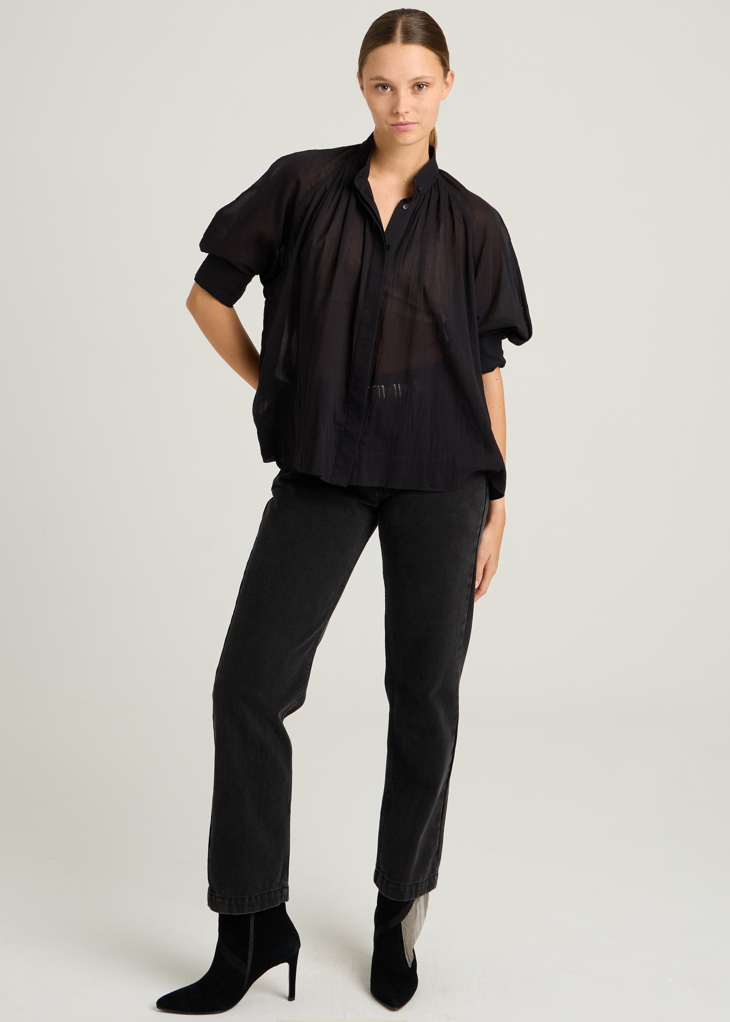 MADELEINE SHIRT - Black Voile