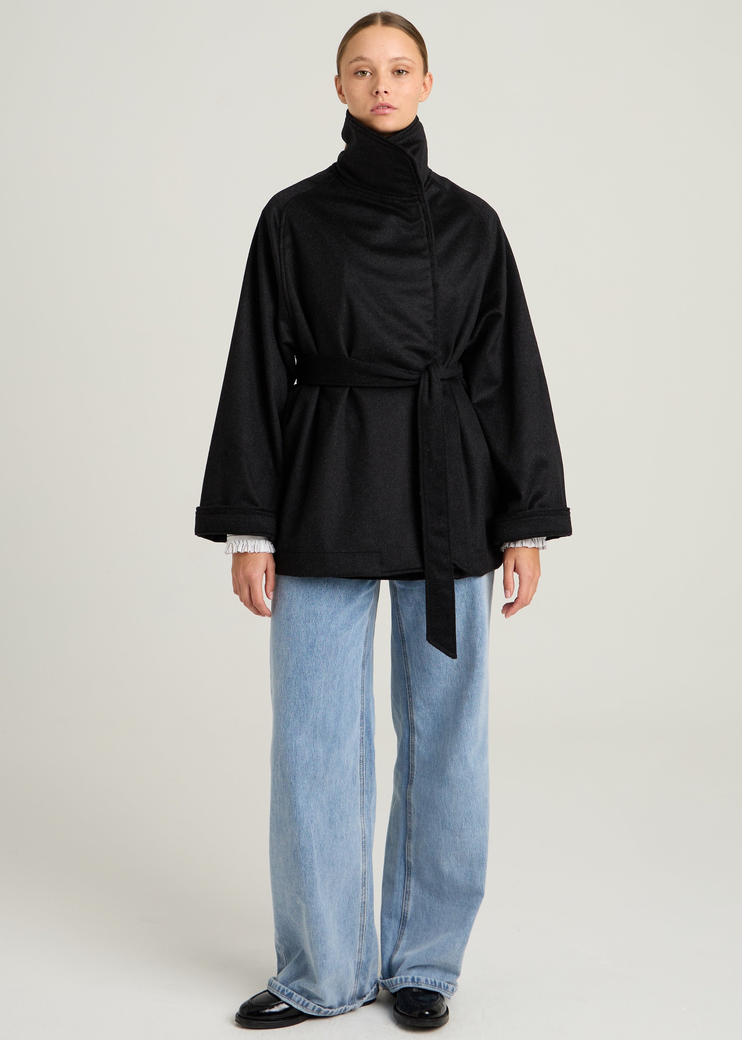 KIM KIMONO JACKET - Anthracite Wool