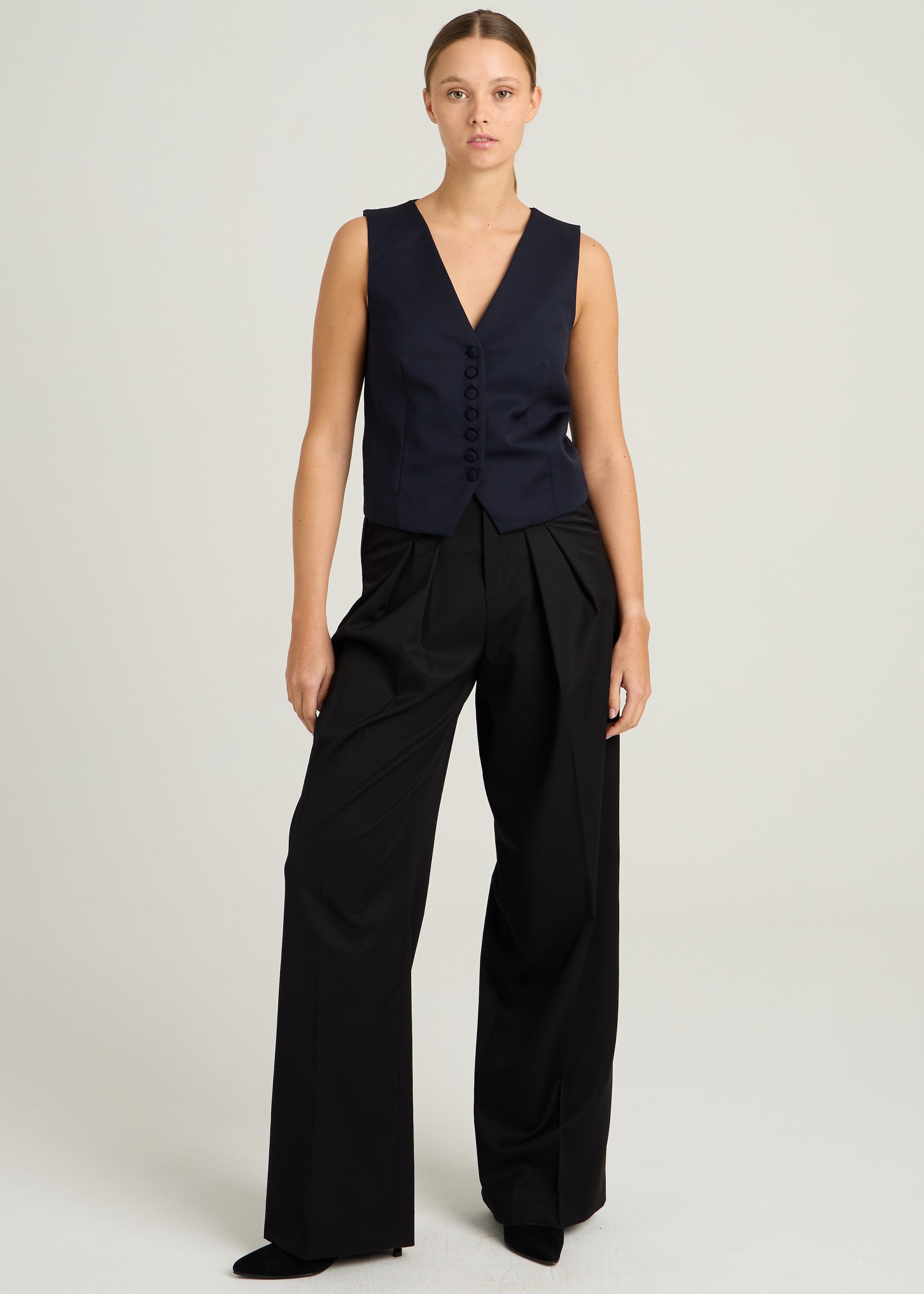 CARMEN WAISTCOAT - Navy & Black Lace