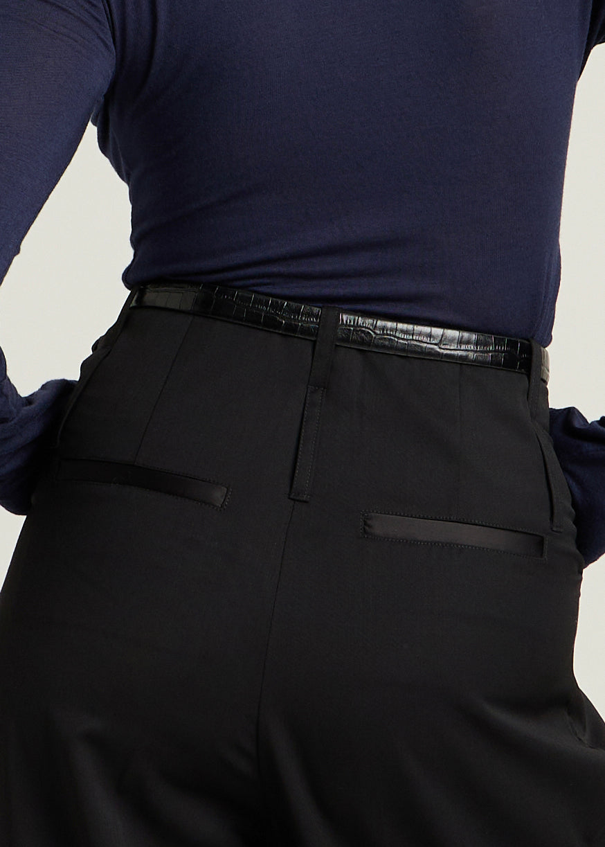 WOODY VIRGIN WOOL TROUSERS - Black