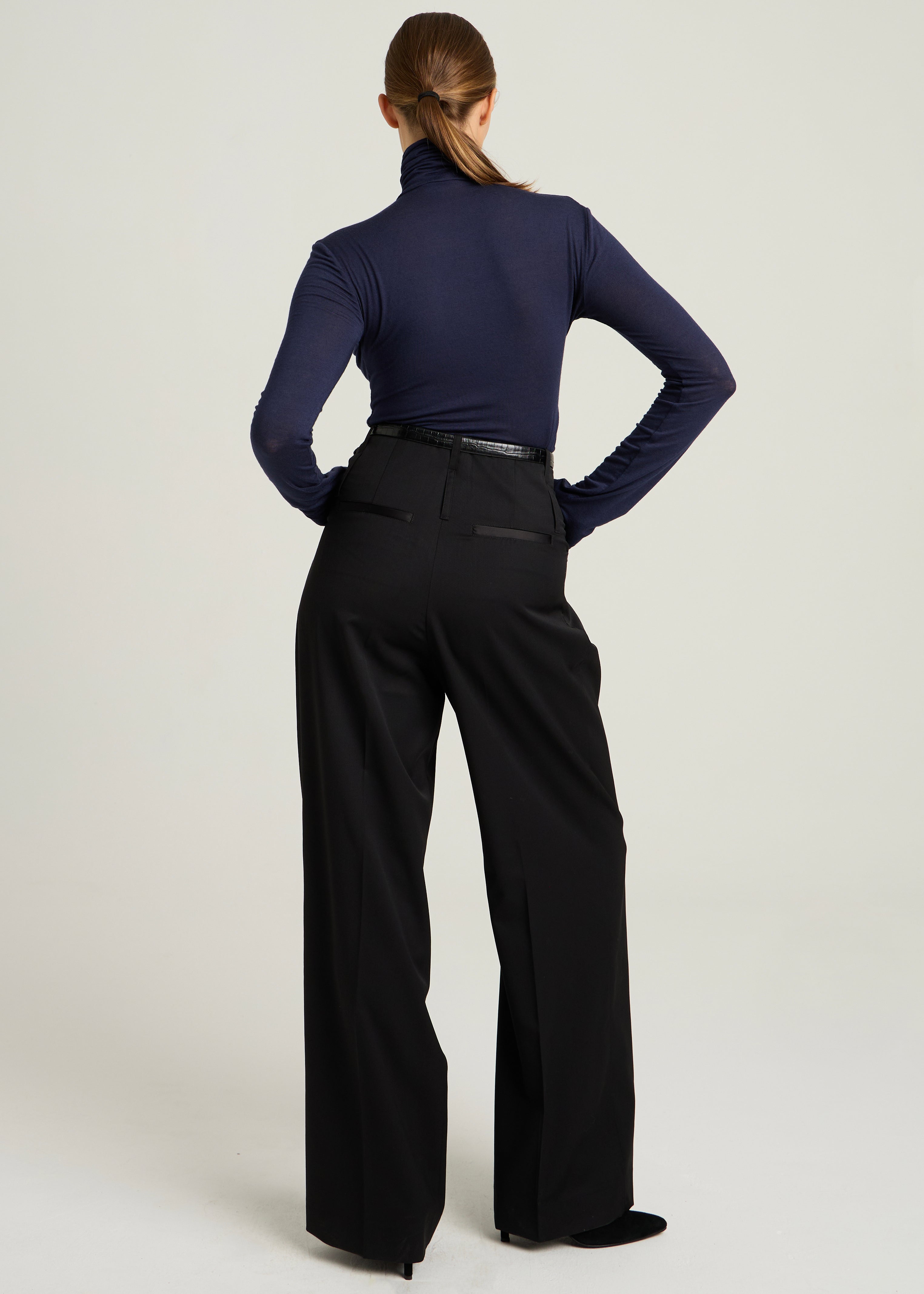 WOODY VIRGIN WOOL TROUSERS - Black