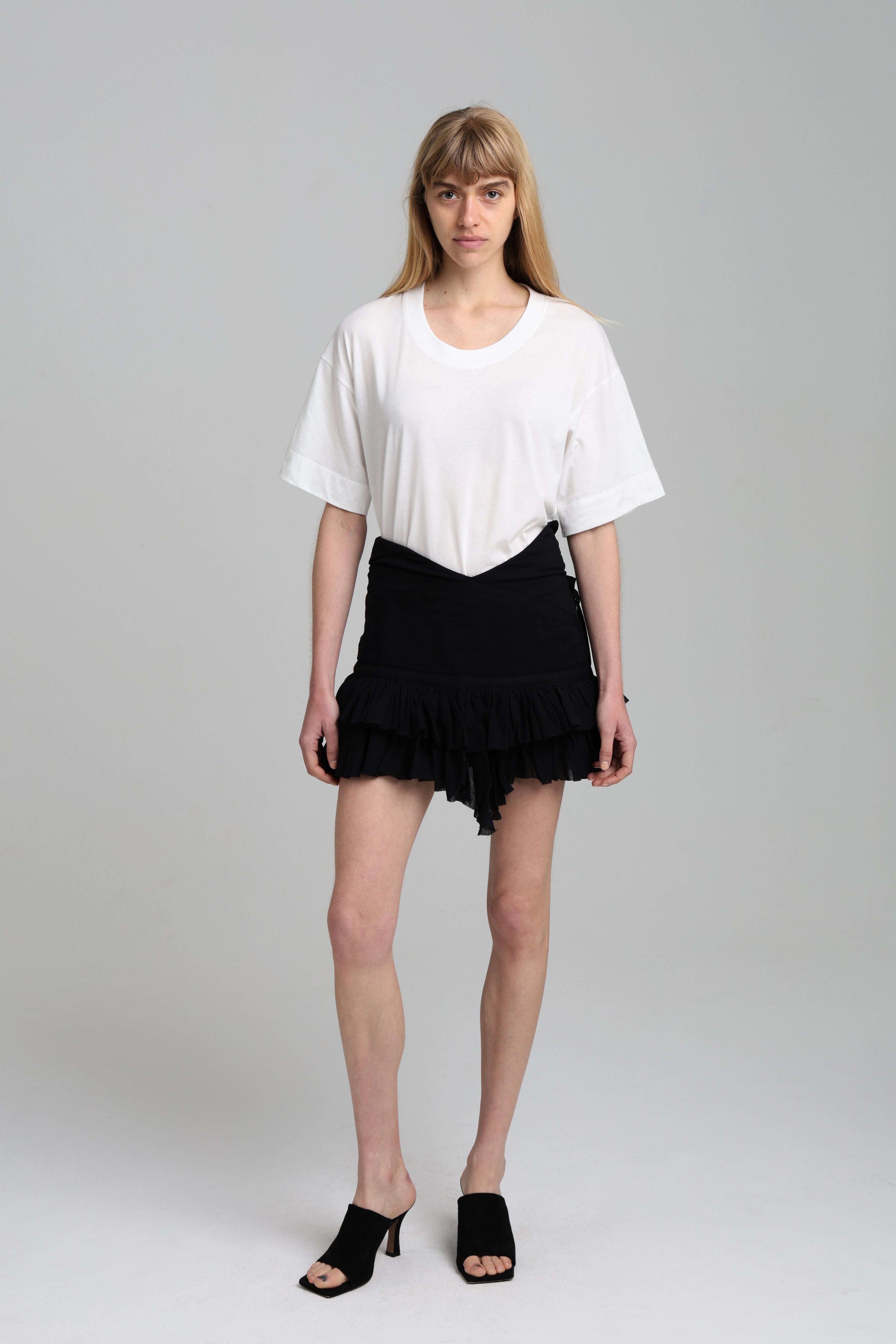 MAMAN WRAP RUFFLE SKIRT - Black