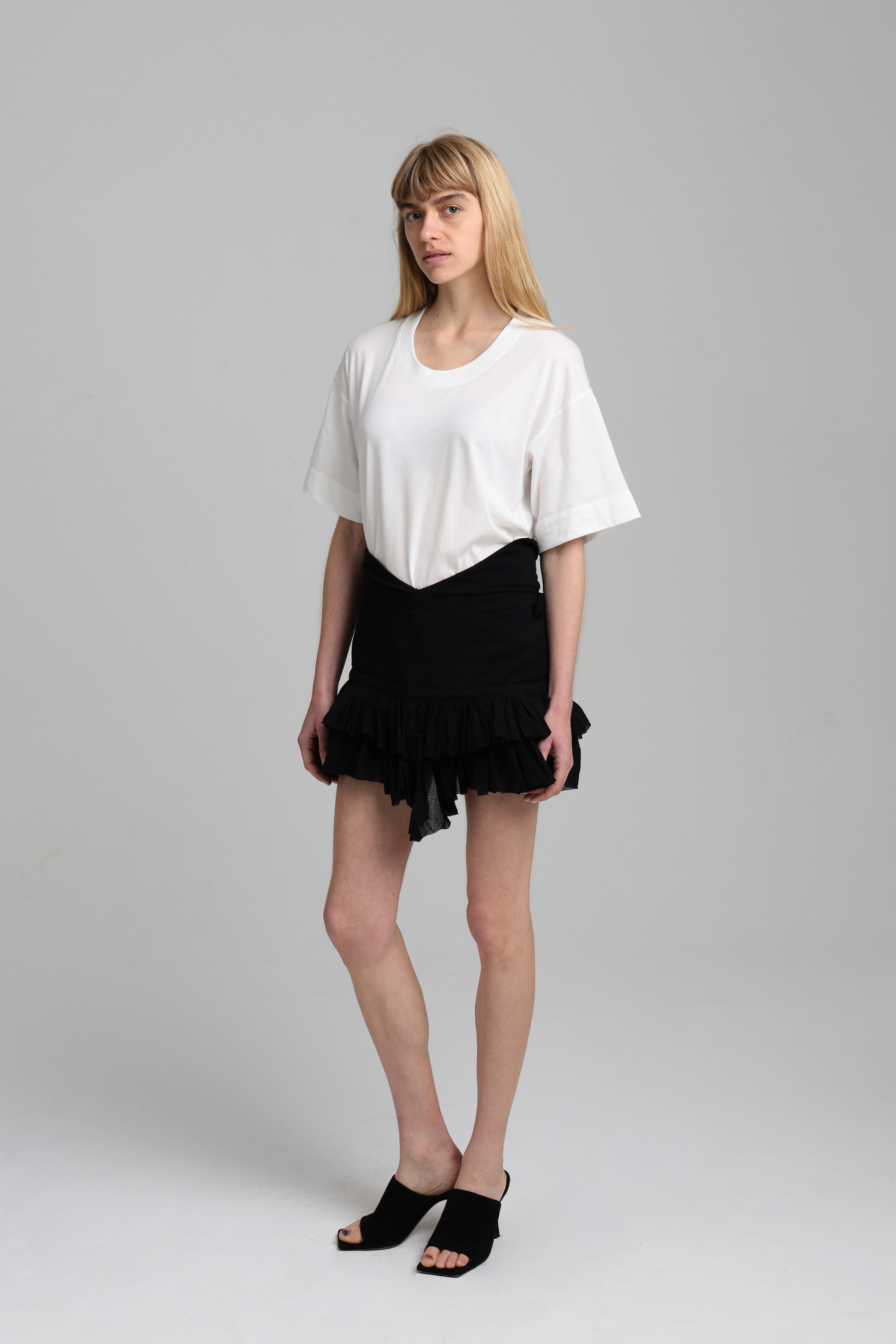 MAMAN WRAP RUFFLE SKIRT - Black