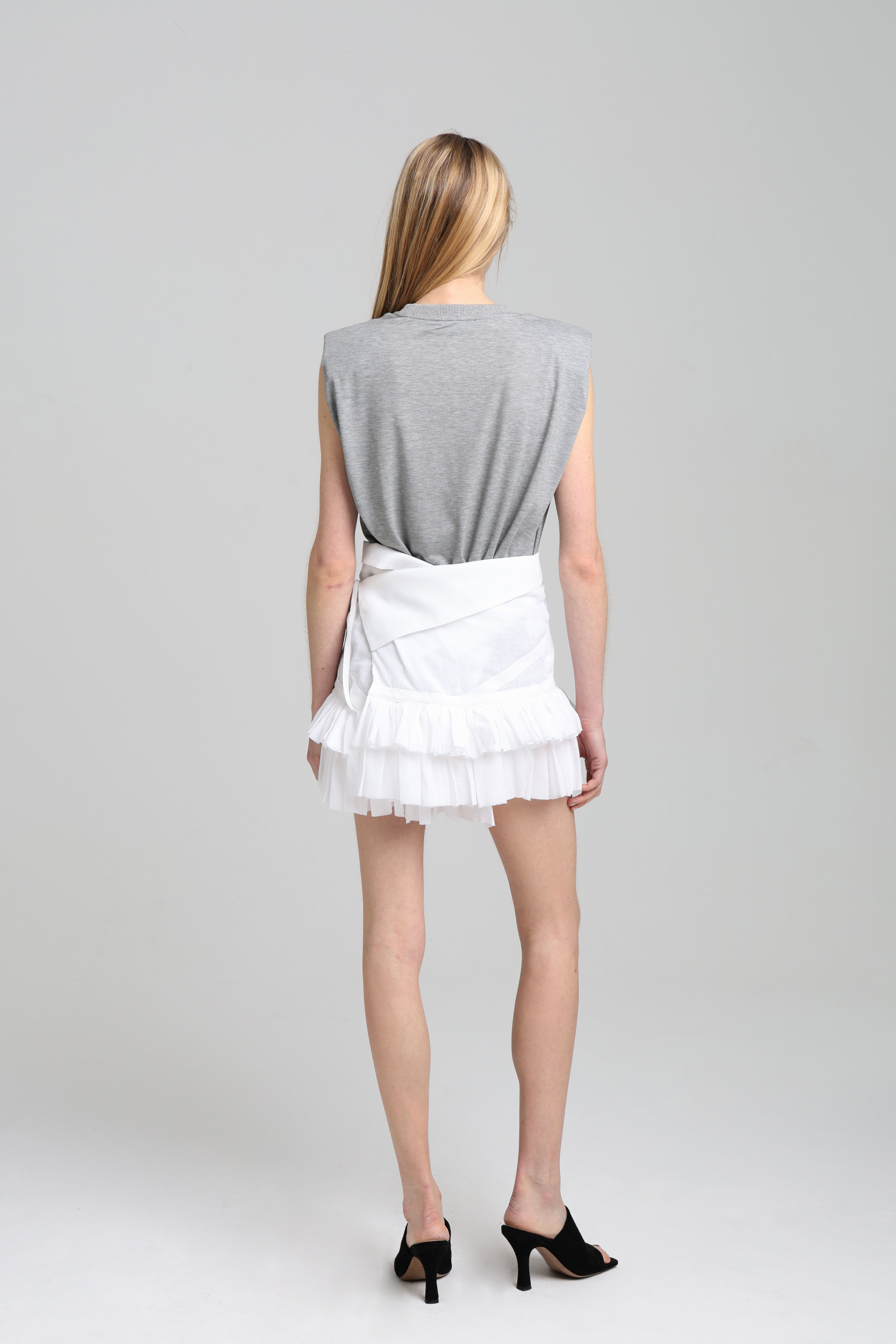 MAMAN WRAP RUFFLE SKIRT - White
