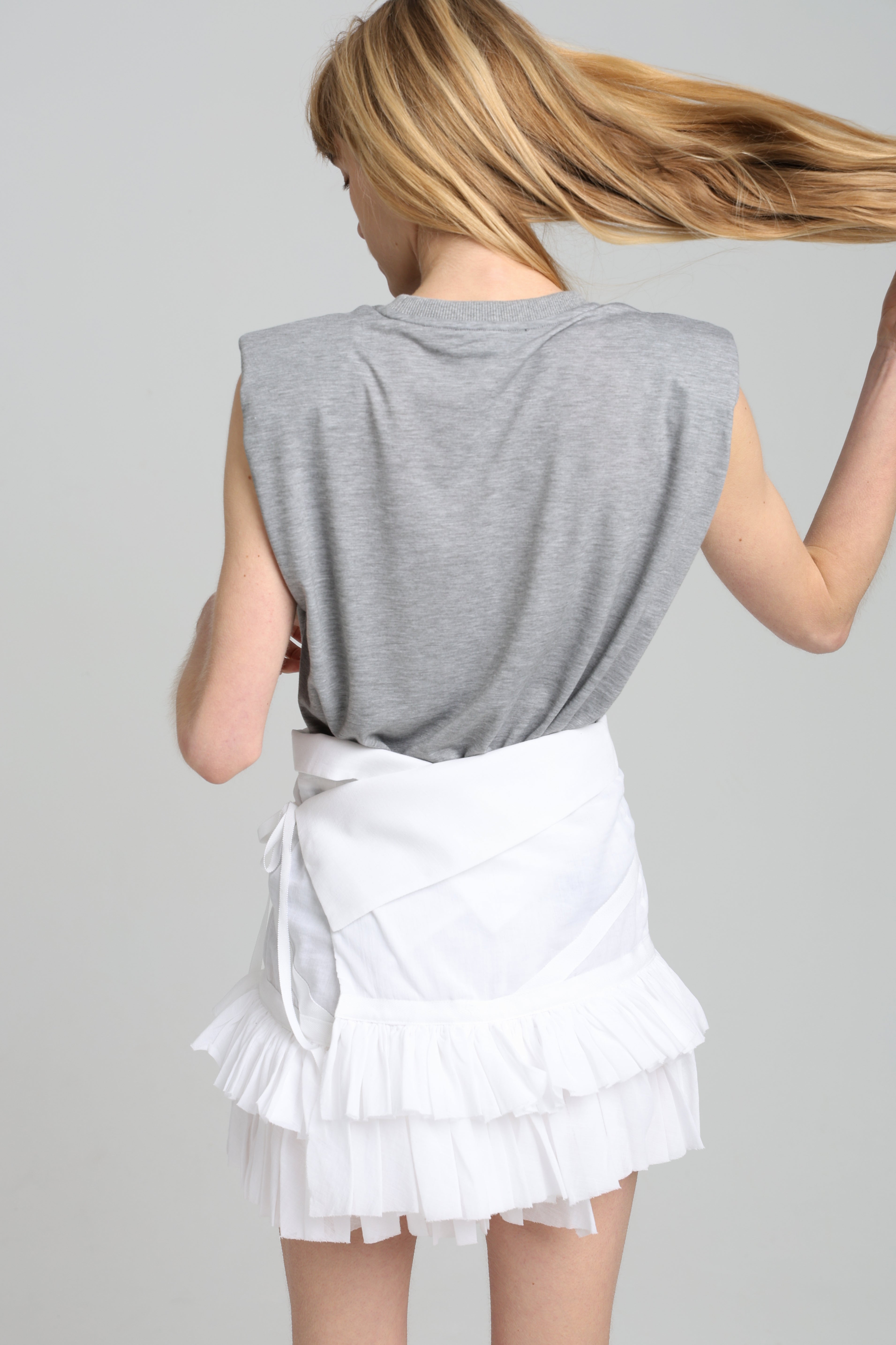 MAMAN WRAP RUFFLE SKIRT - White
