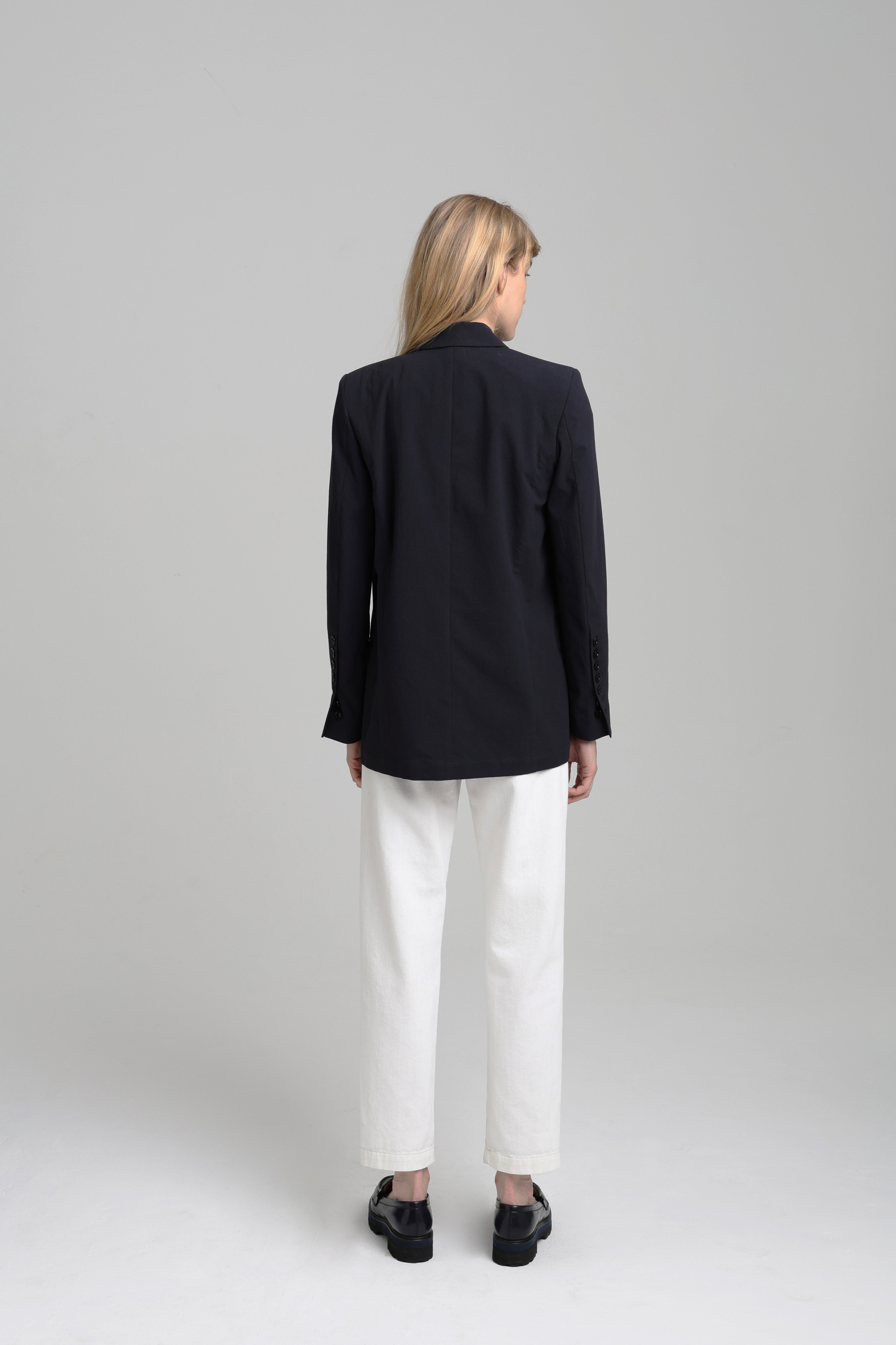 ANAÏS BLAZER - Navy Seersucker