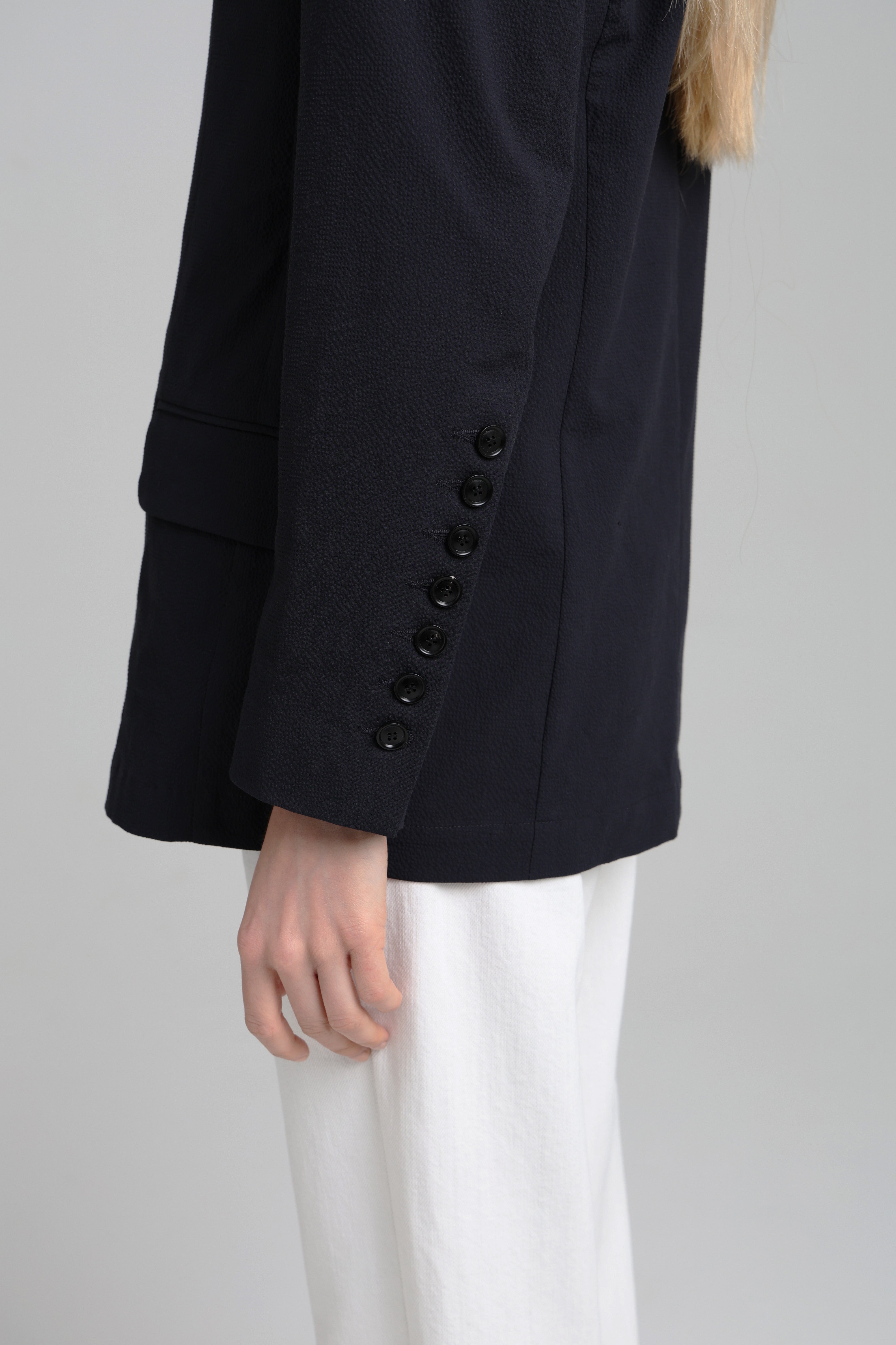 ANAÏS BLAZER - Navy Seersucker