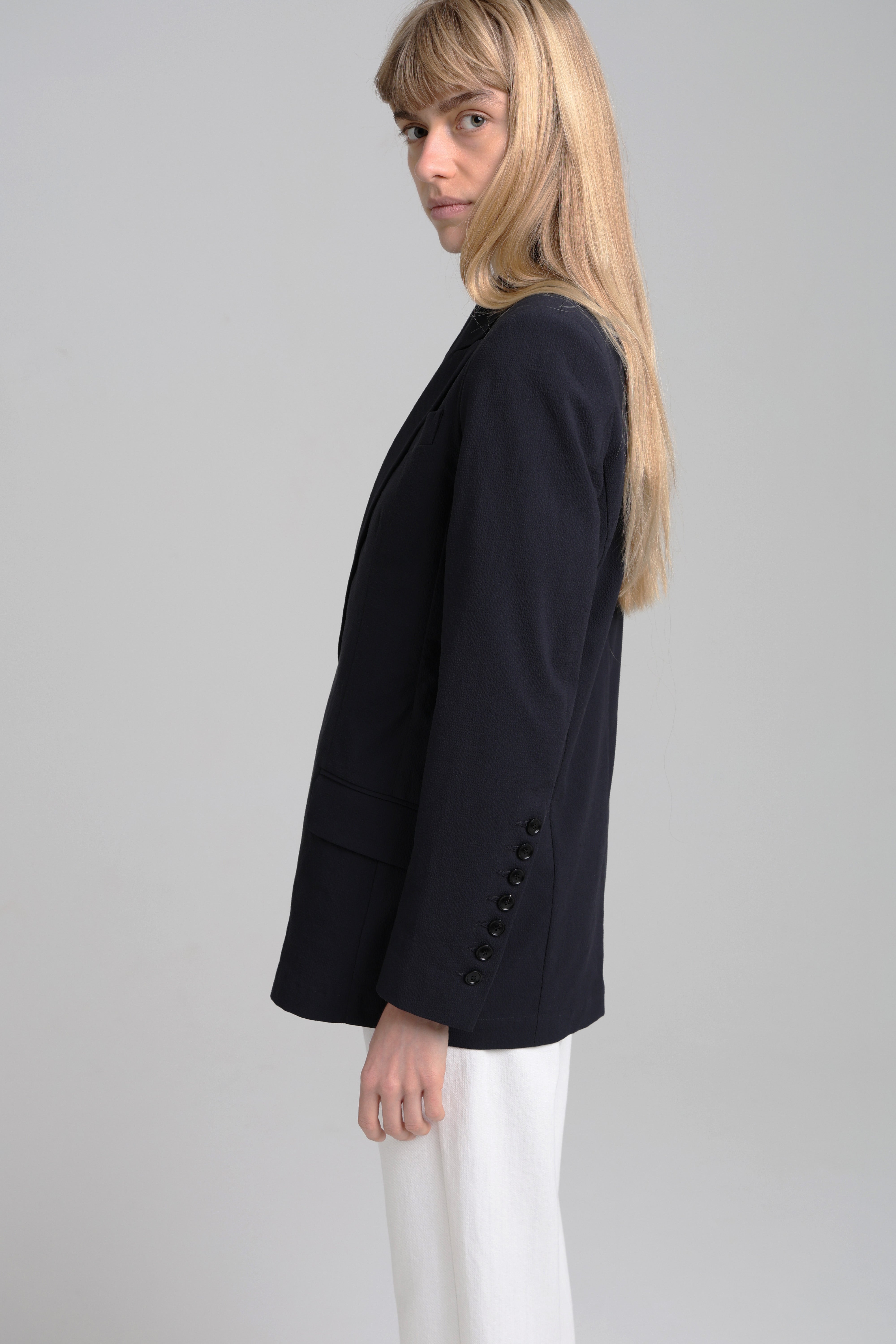 ANAÏS BLAZER - Navy Seersucker
