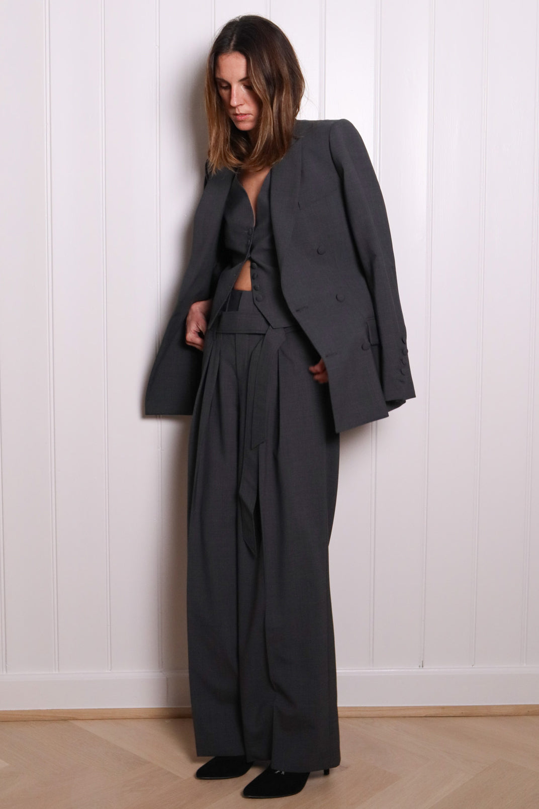 WOODY VIRGIN WOOL TROUSERS - Grey