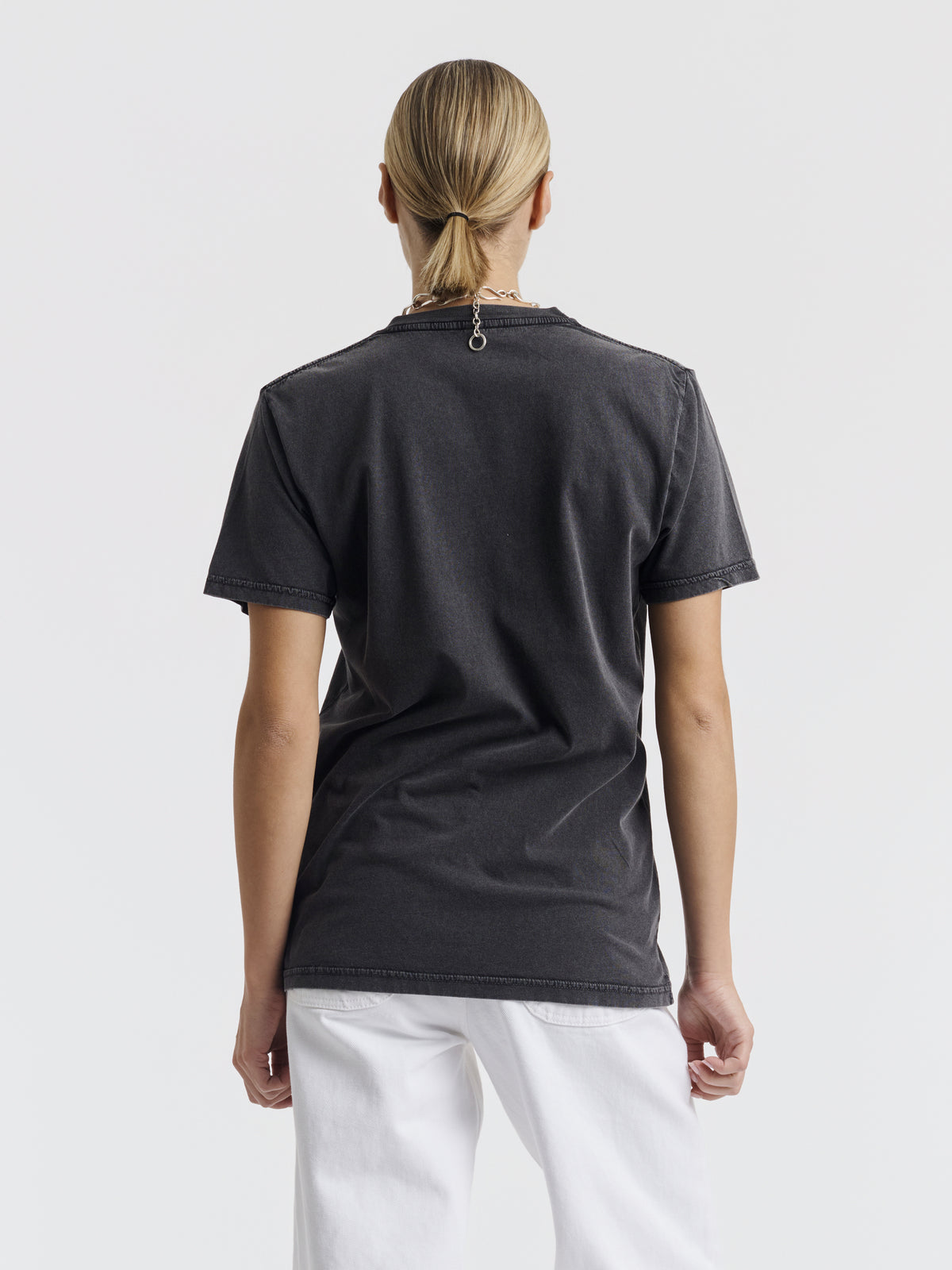 Washed off-black DEVA WASHED T-shirt, back view