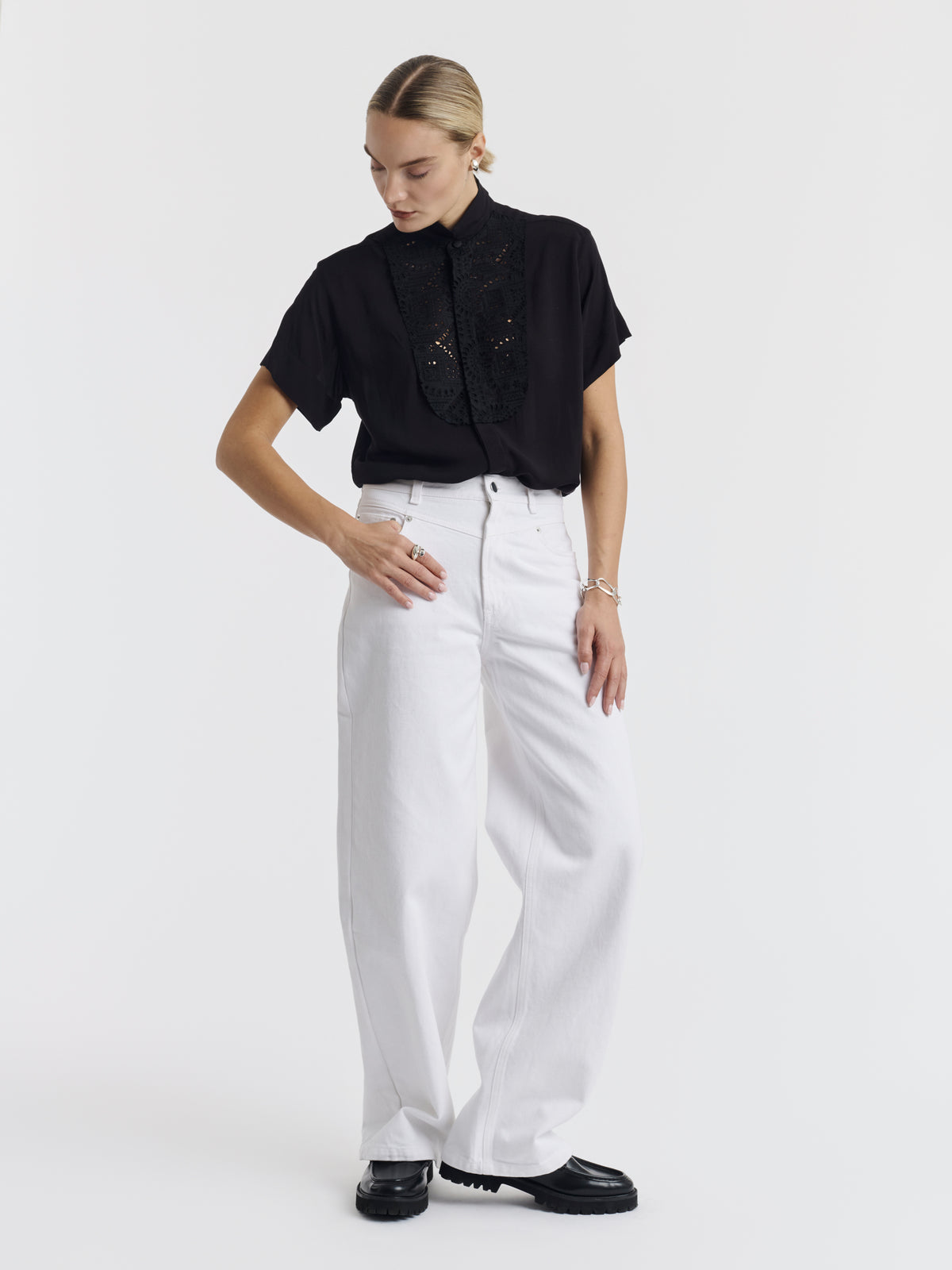 Black FAY shirt, side view