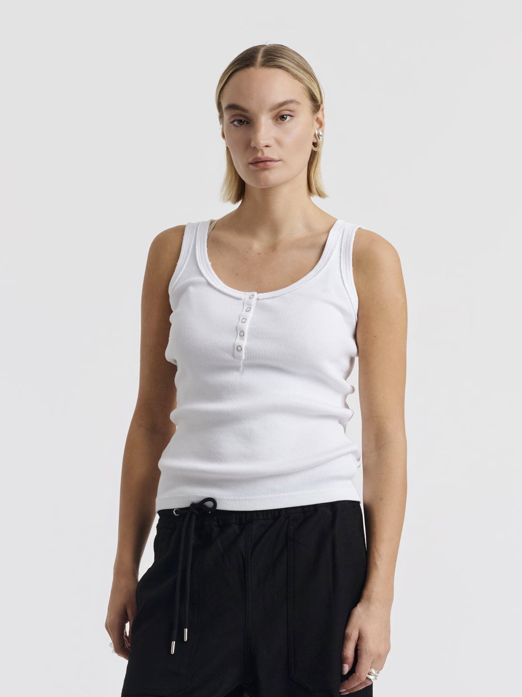 ANNET RIBBED TANK TOP - White