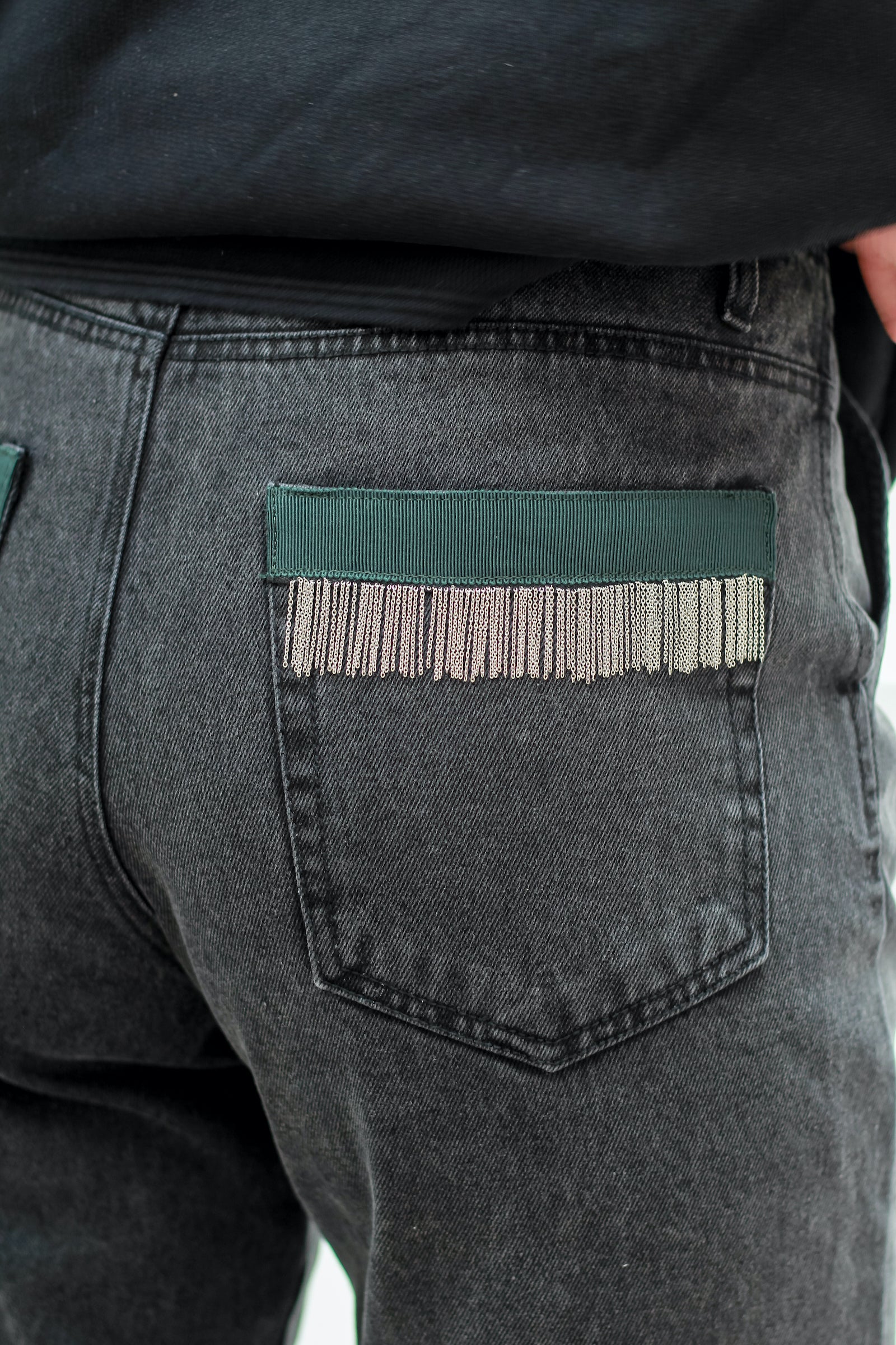 JANE CHAINS JEANS - Off Black