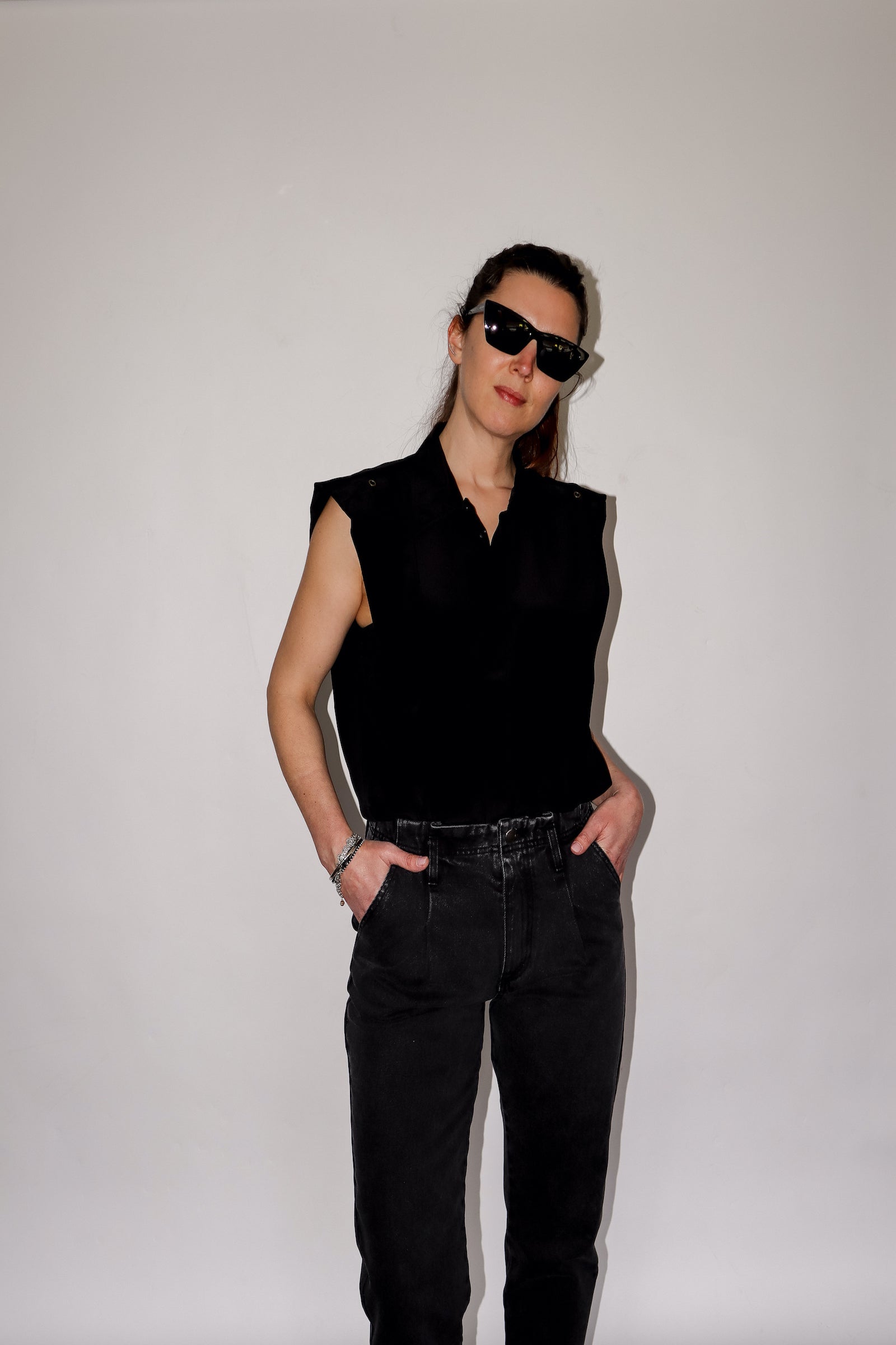 JANE CHAINS JEANS - Off Black