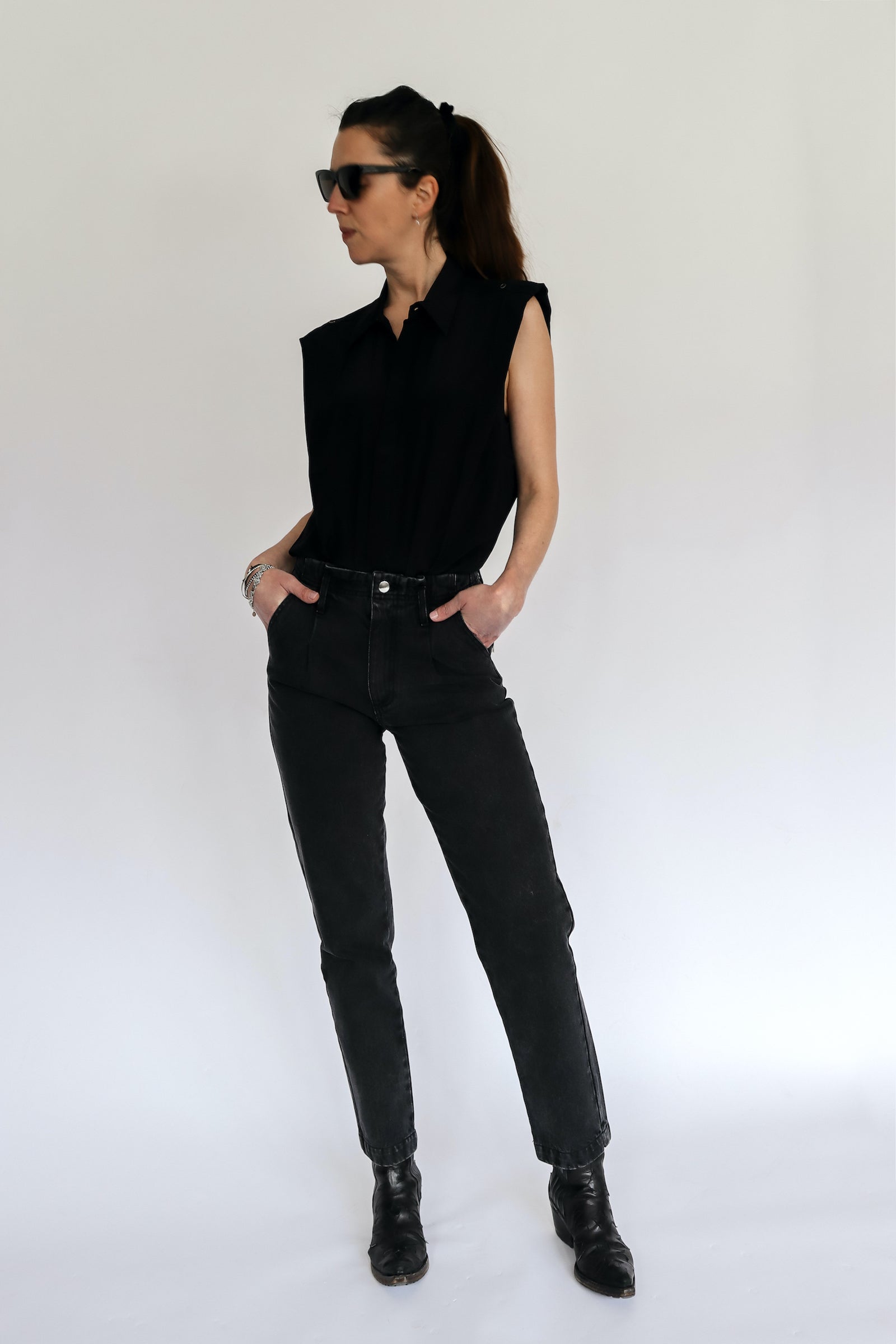 JANE CHAINS JEANS - Off Black