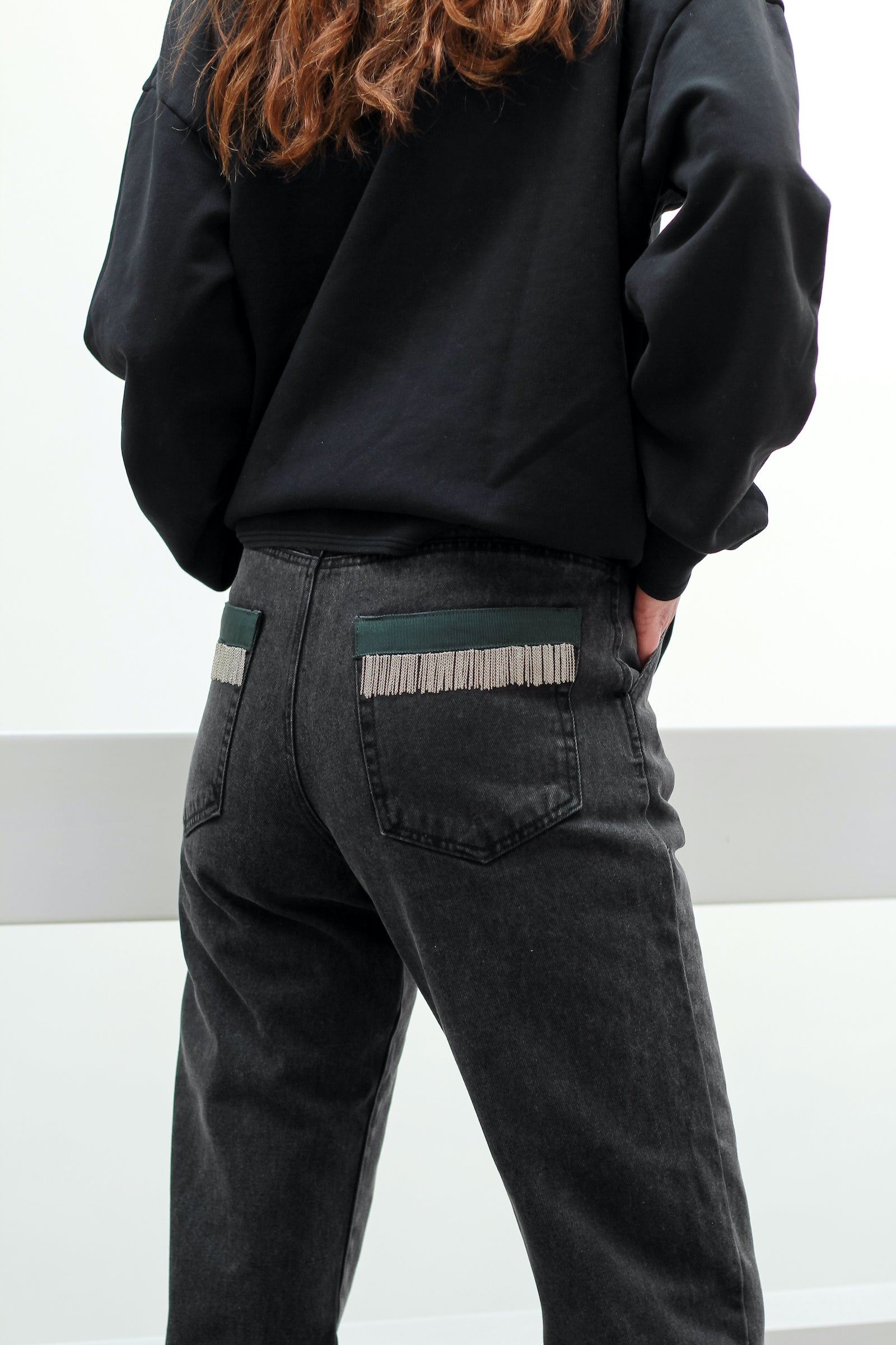 JANE CHAINS JEANS - Off Black