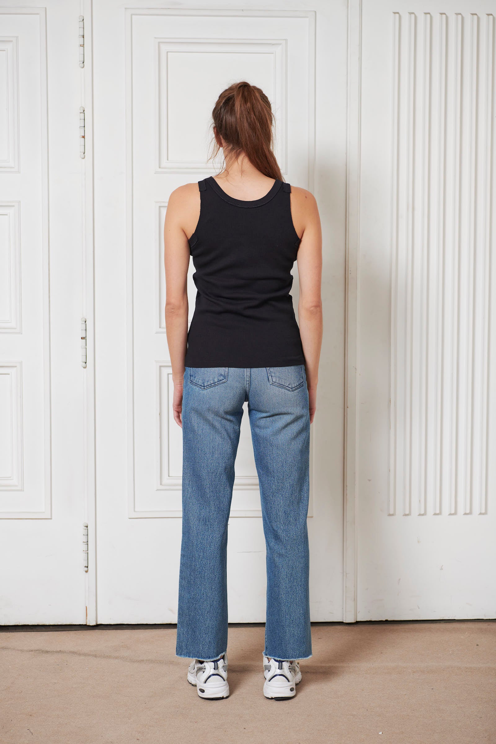 Iconic jersey tank top with polo rib border details straight fit, 5 press buttons placket at frontside, 100% cotton jersey, Made in Turkey