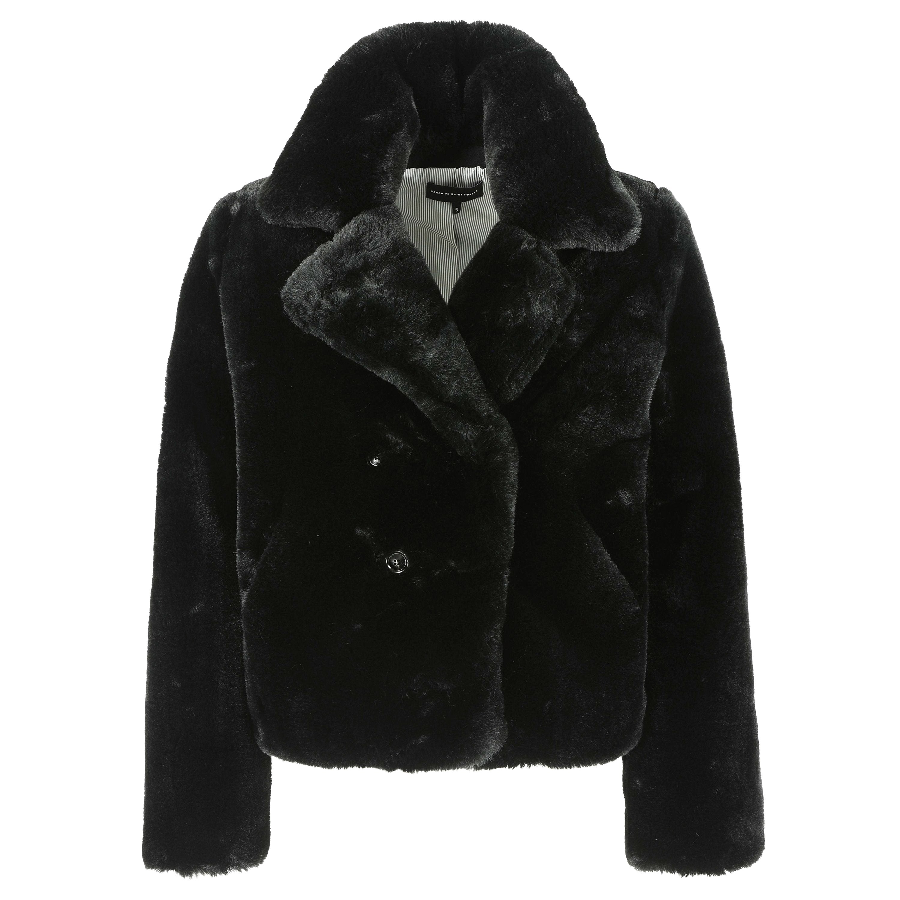 BETH! Rock, imposing, powerful. Try it and own the attitude anchored in it! Made in black faux-fur, straight fit, and lining in Paisley printed viscose. BETH goes with everything! Made in Portugal