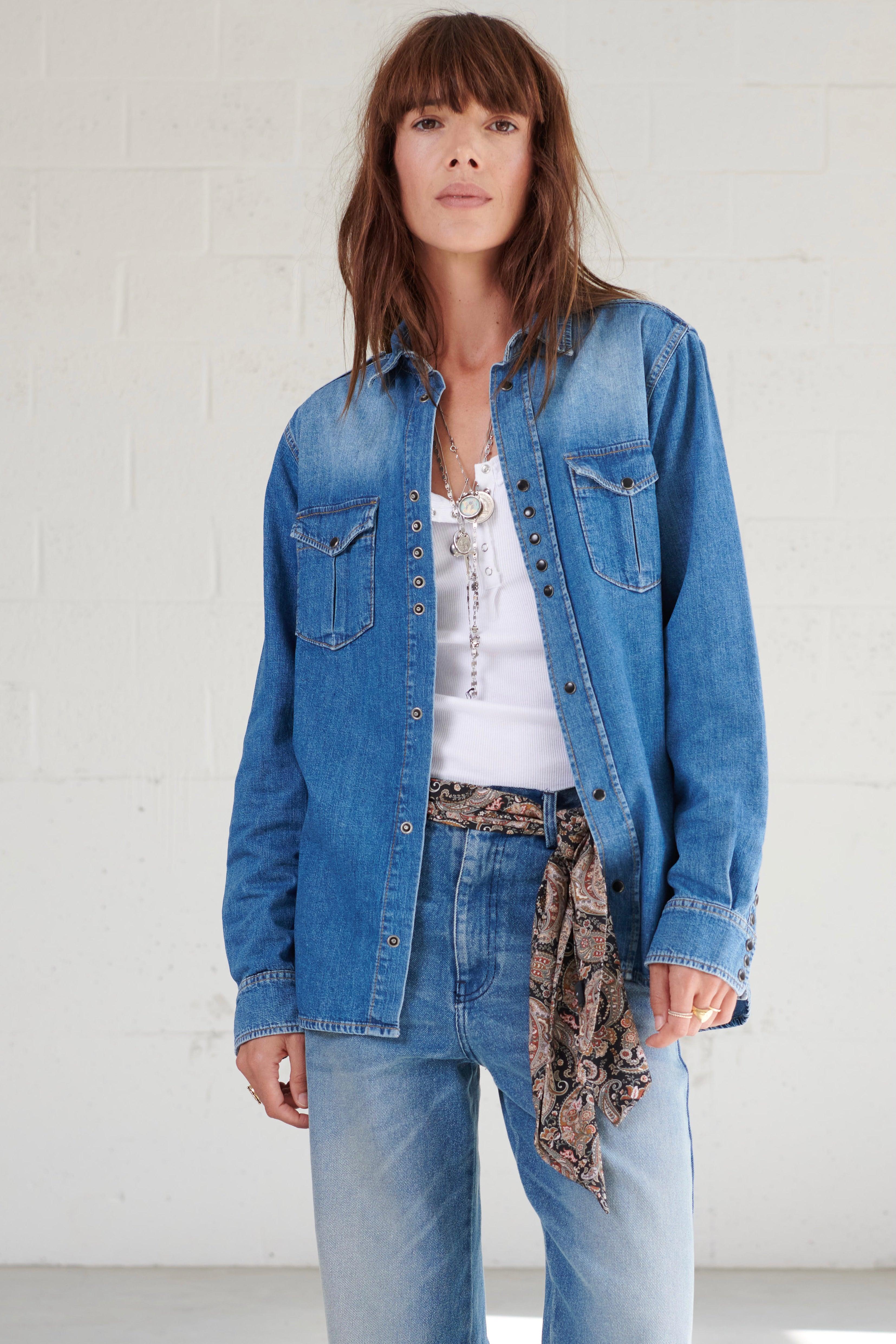 TITI shirt - dark blue denim - SARAH DE SAINT HUBERT