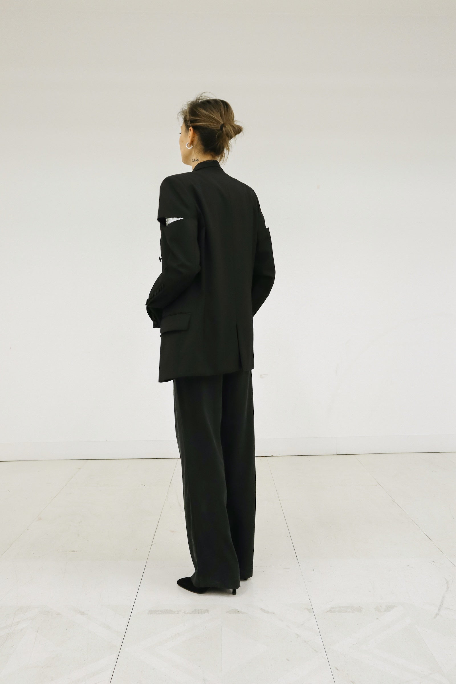 BEN SILVER TUXEDO JACKET - Black & silver sequins