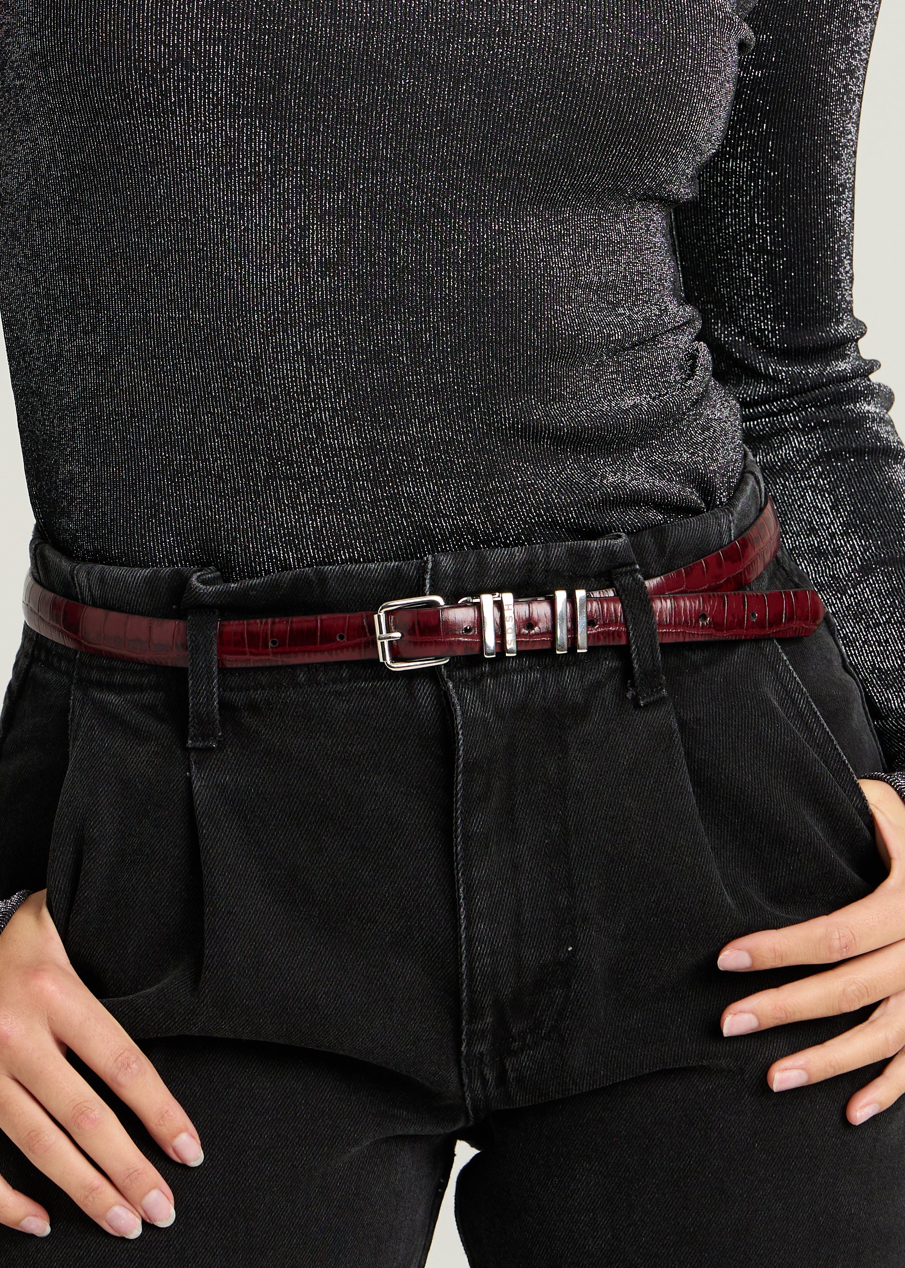 SYLVIE BELT - Granate Croco