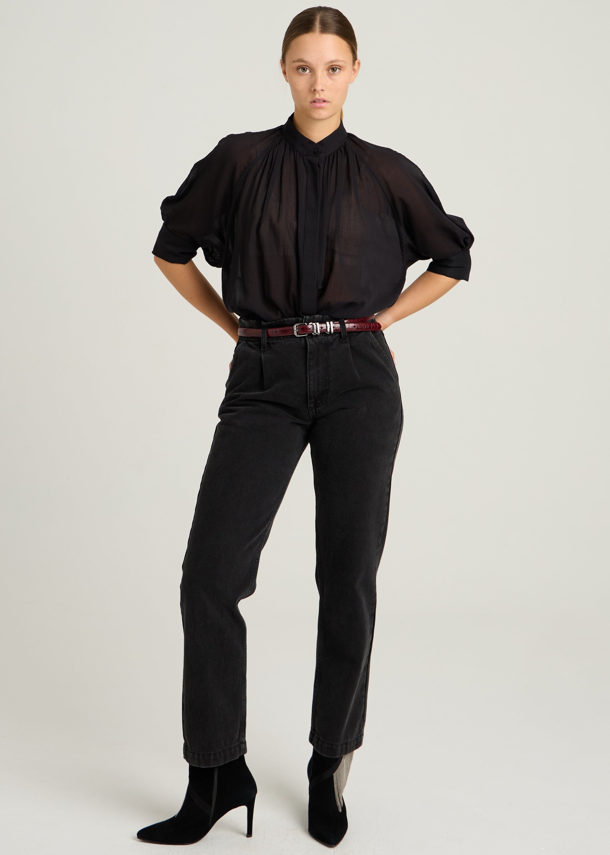 JANE CHAINS JEANS - Off Black