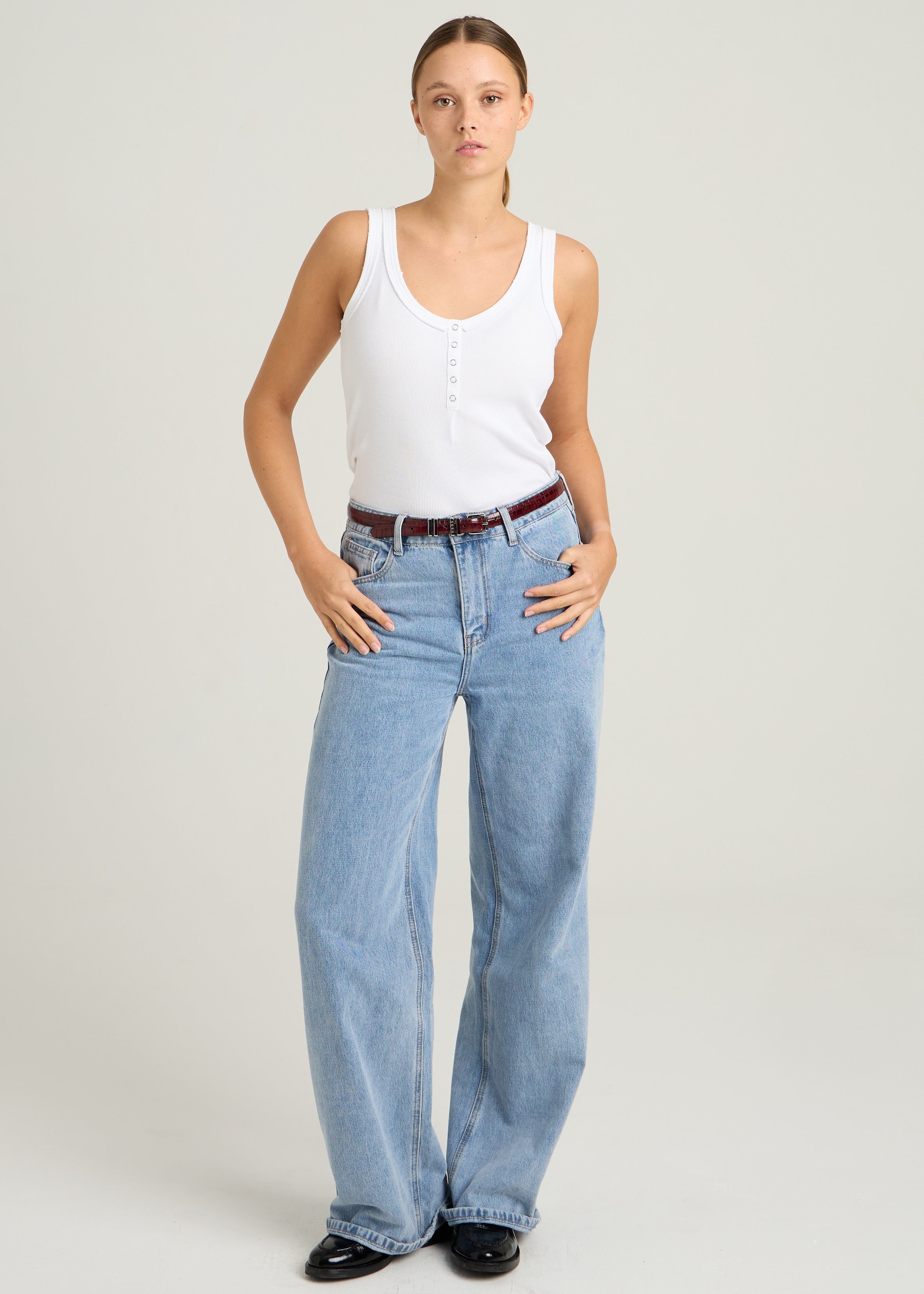 ANNET RIBBED TANK TOP - White