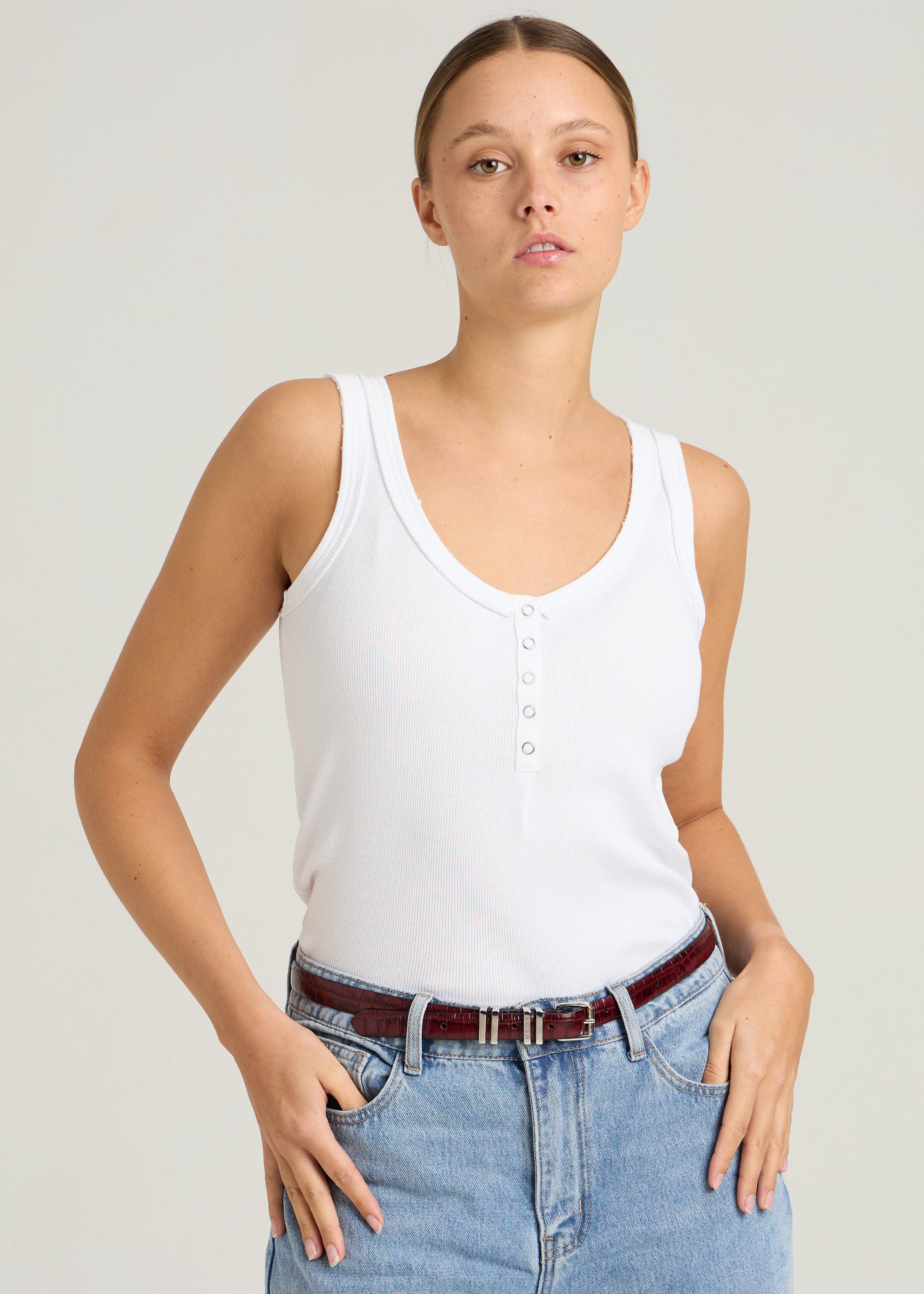 ANNET RIBBED TANK TOP - White