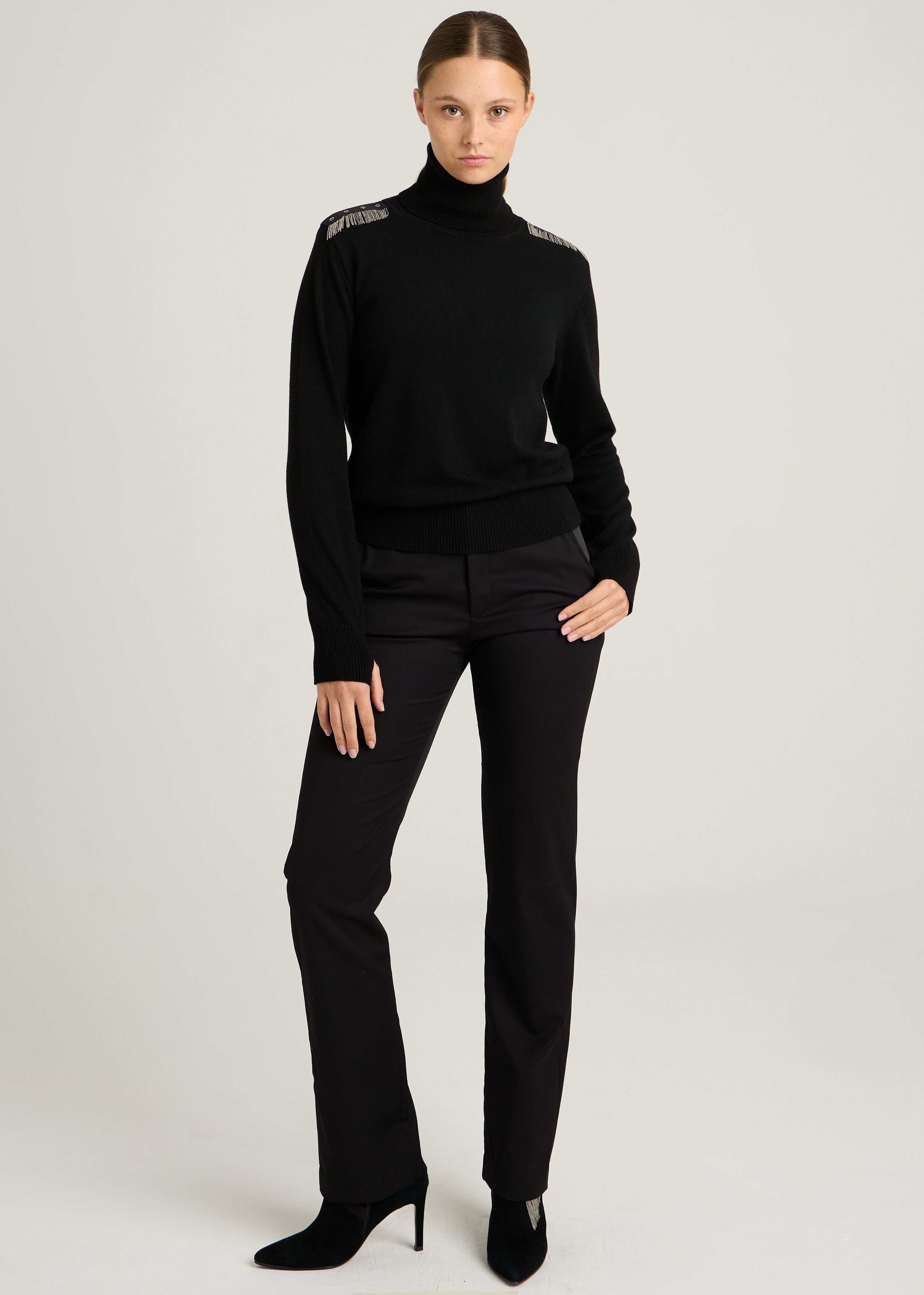 MATH CHAINS ROLL NECK JUMPER - Black