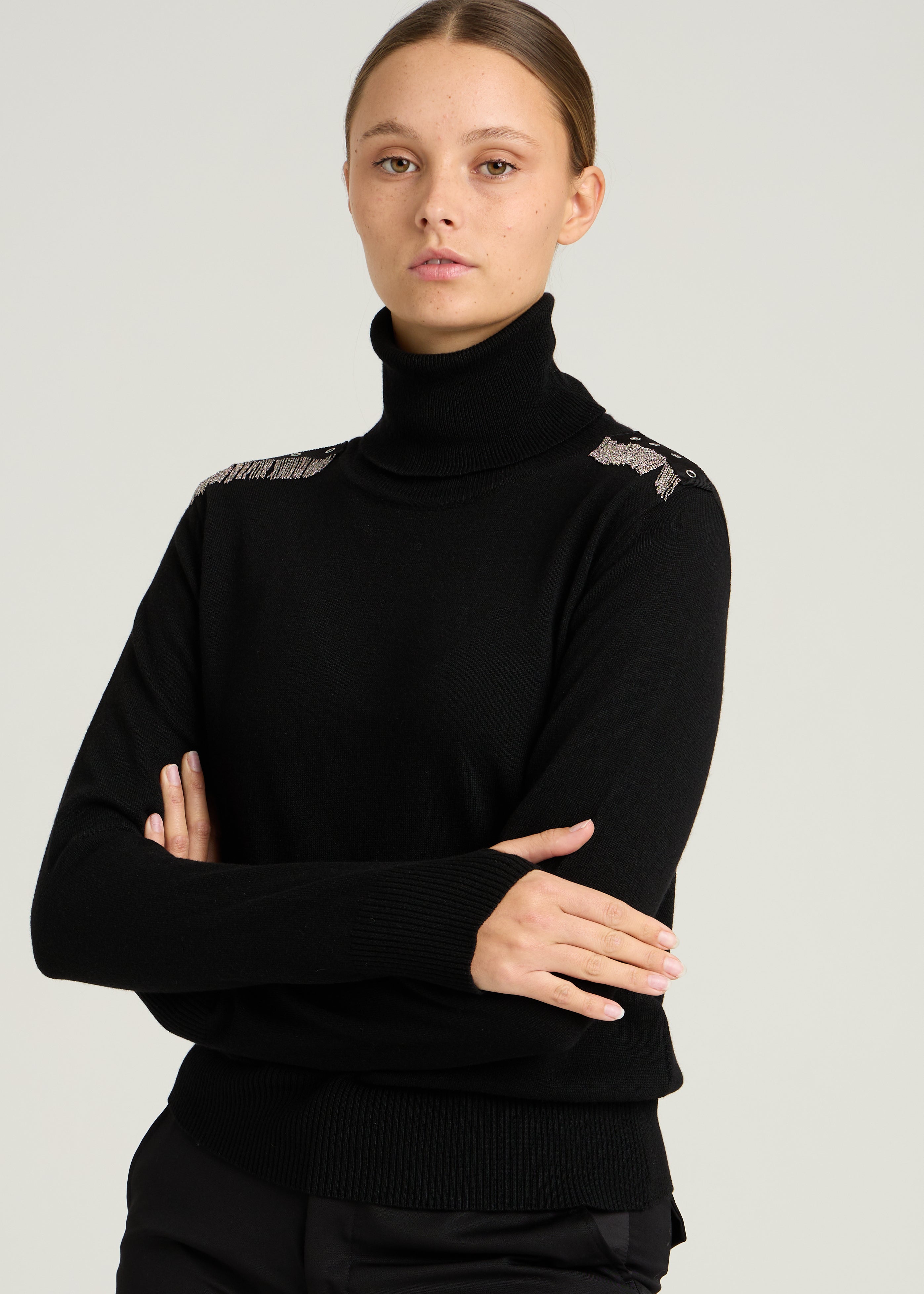 MATH CHAINS ROLL NECK JUMPER - Black