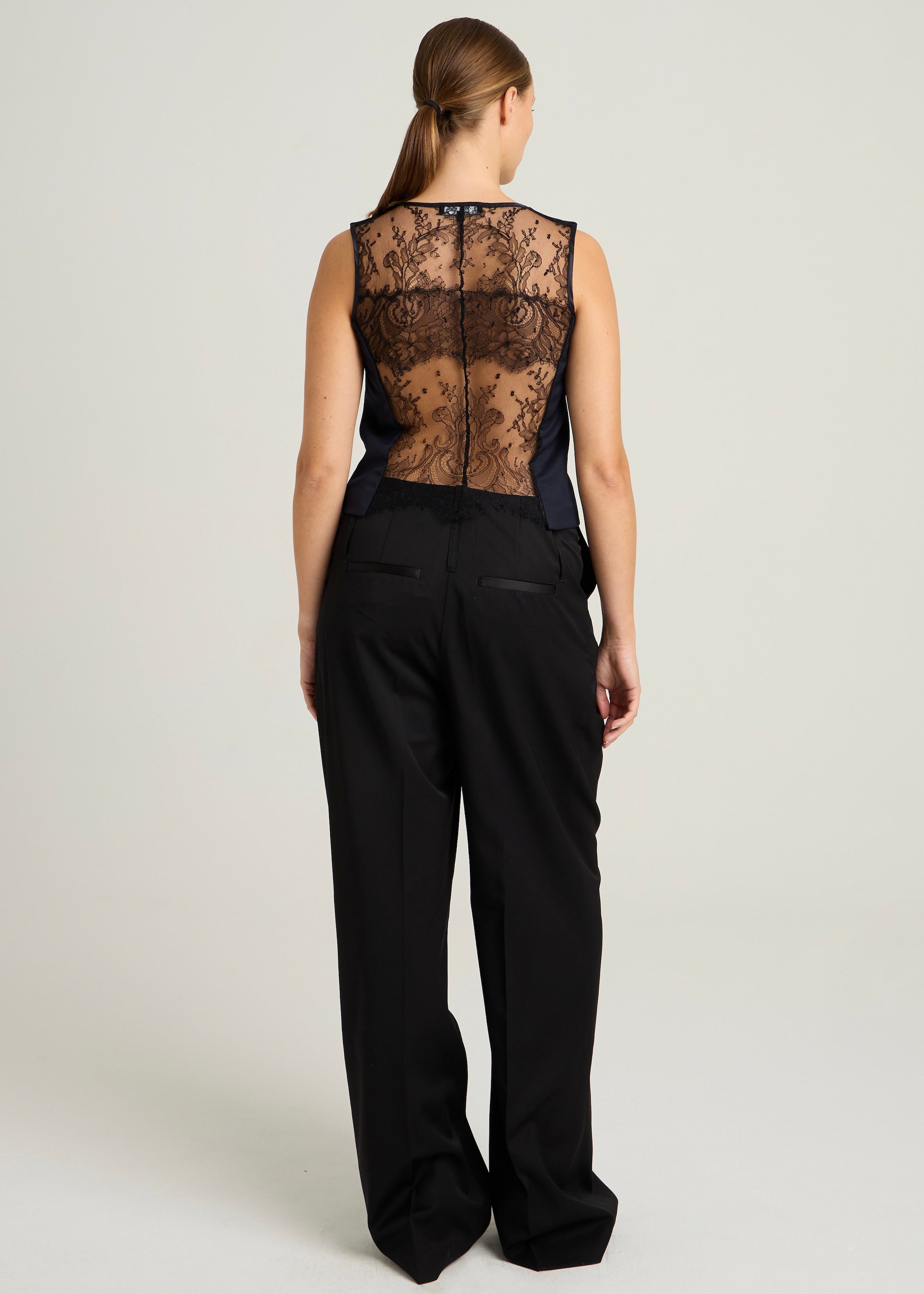 CARMEN WAISTCOAT - Navy & Black Lace