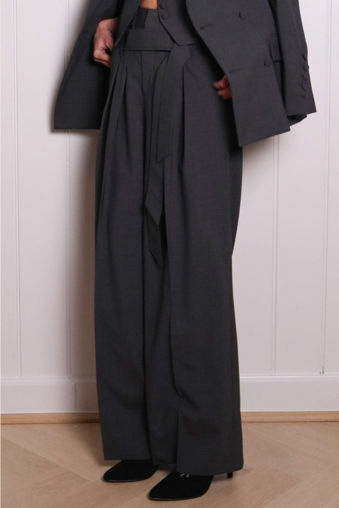 WOODY VIRGIN WOOL TROUSERS - Grey