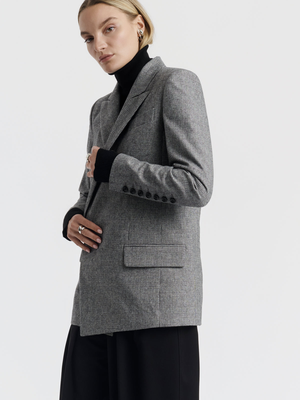 Prince of Wales ANAÏS double-breasted jacket worn, front view