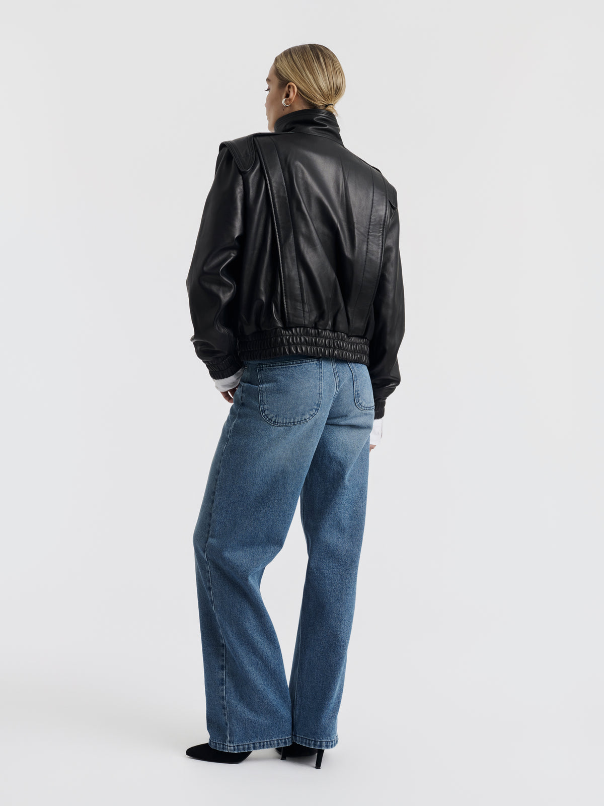 Black AXEL lambskin leather jacket worn, 