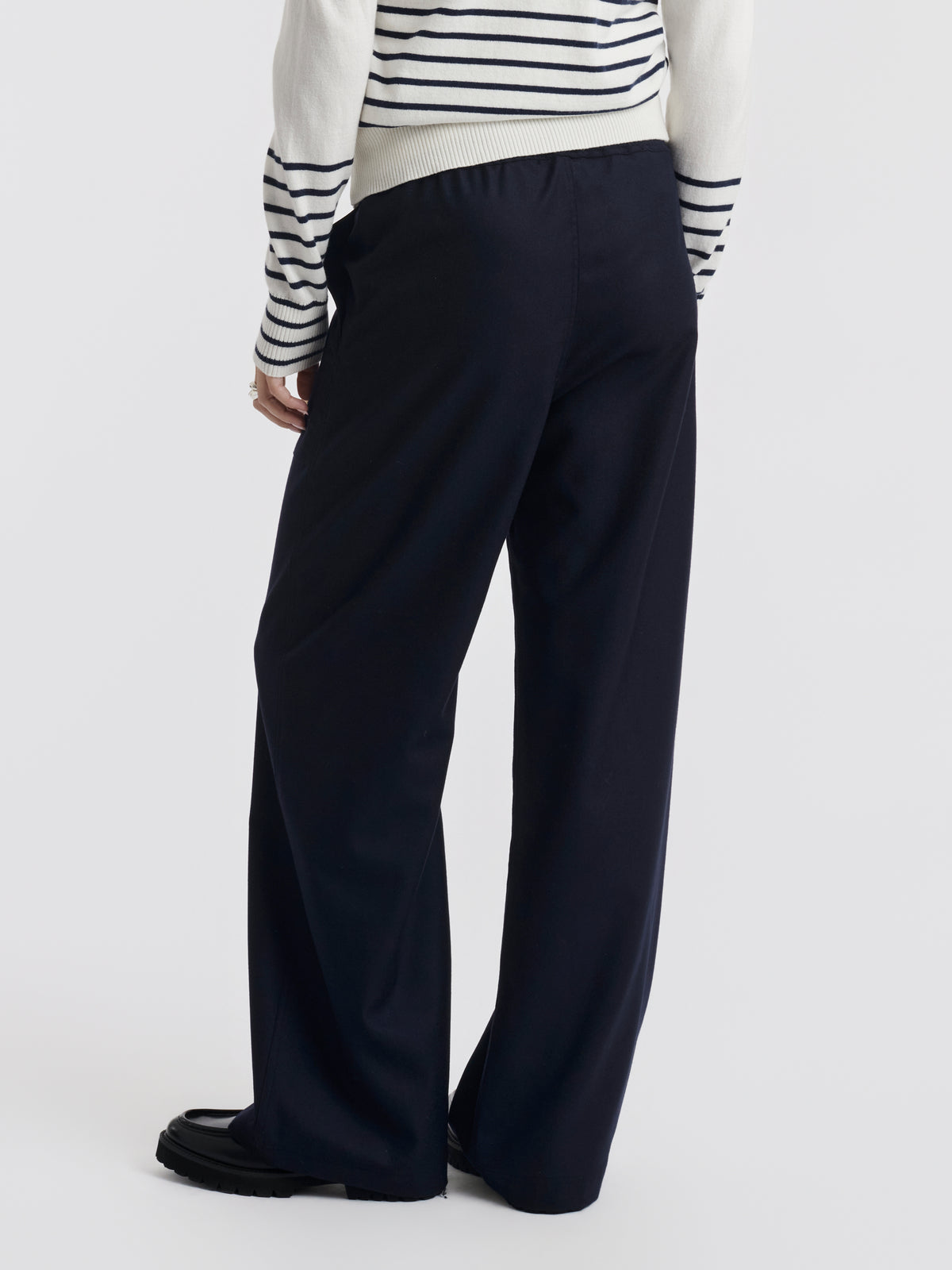 Navy VIC flannel trousers, back view