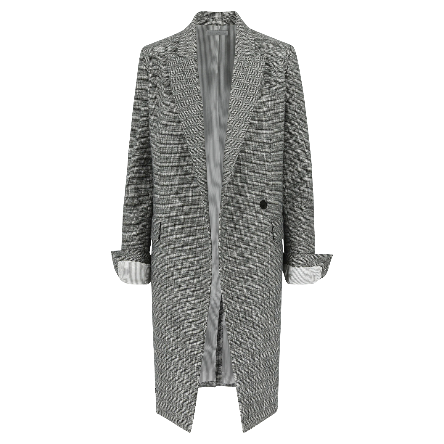 SARAH DE SAINT HUBERT grey 'Princes of Wales' coat made of soft touch cotton with iconic details. Straight fit.